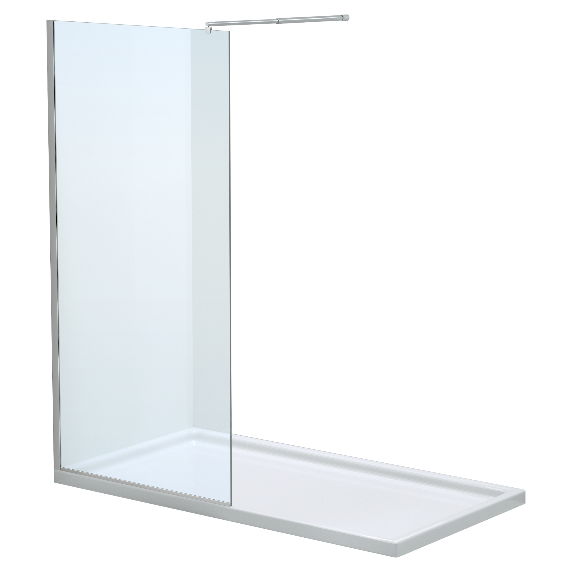Perete dus walk-in Atlas, 8 mm, 70 x 200 cm, profil argintiu, finisaj crom