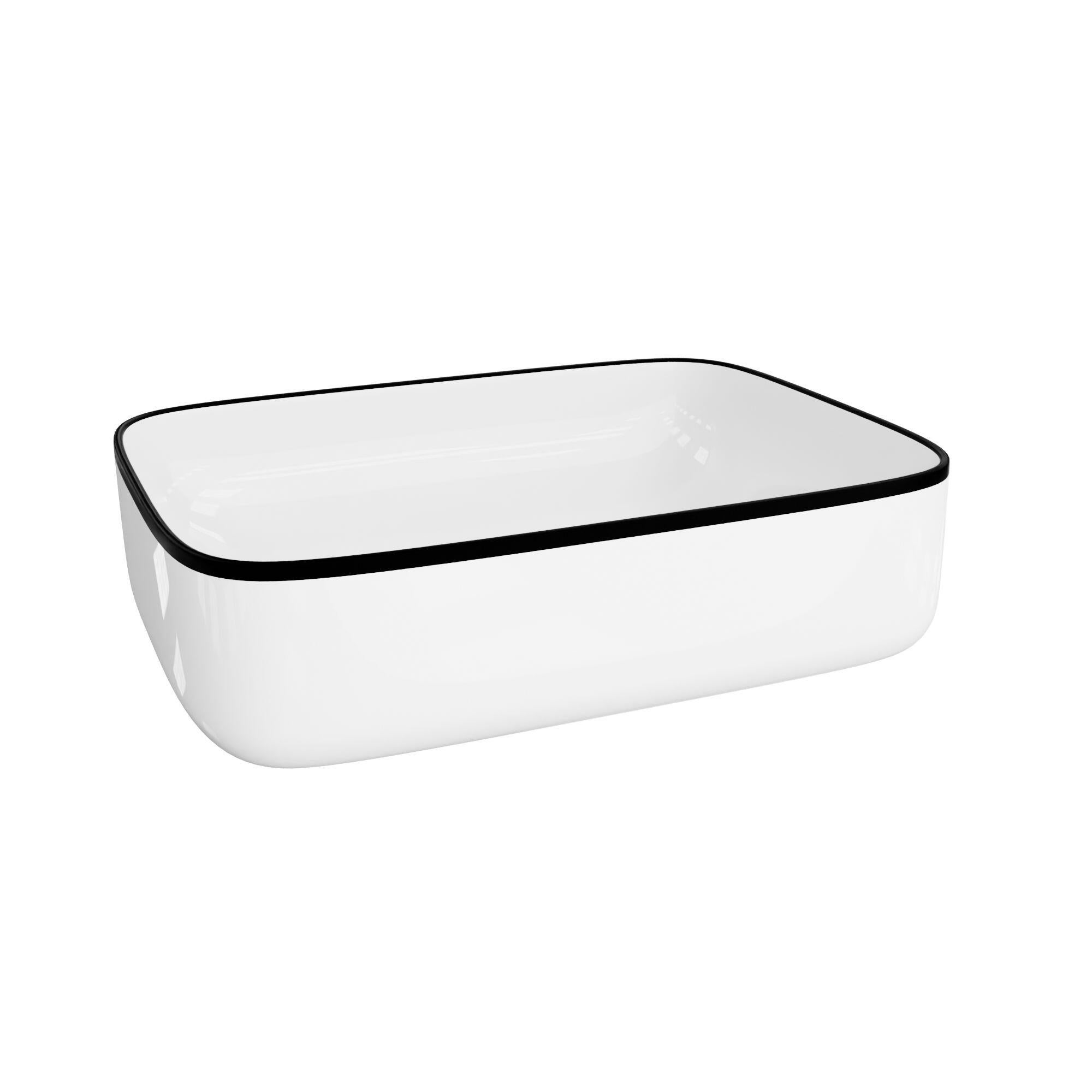 Lavoar cu montaj pe blat Laura, latime 50.5 cm, alb/negru