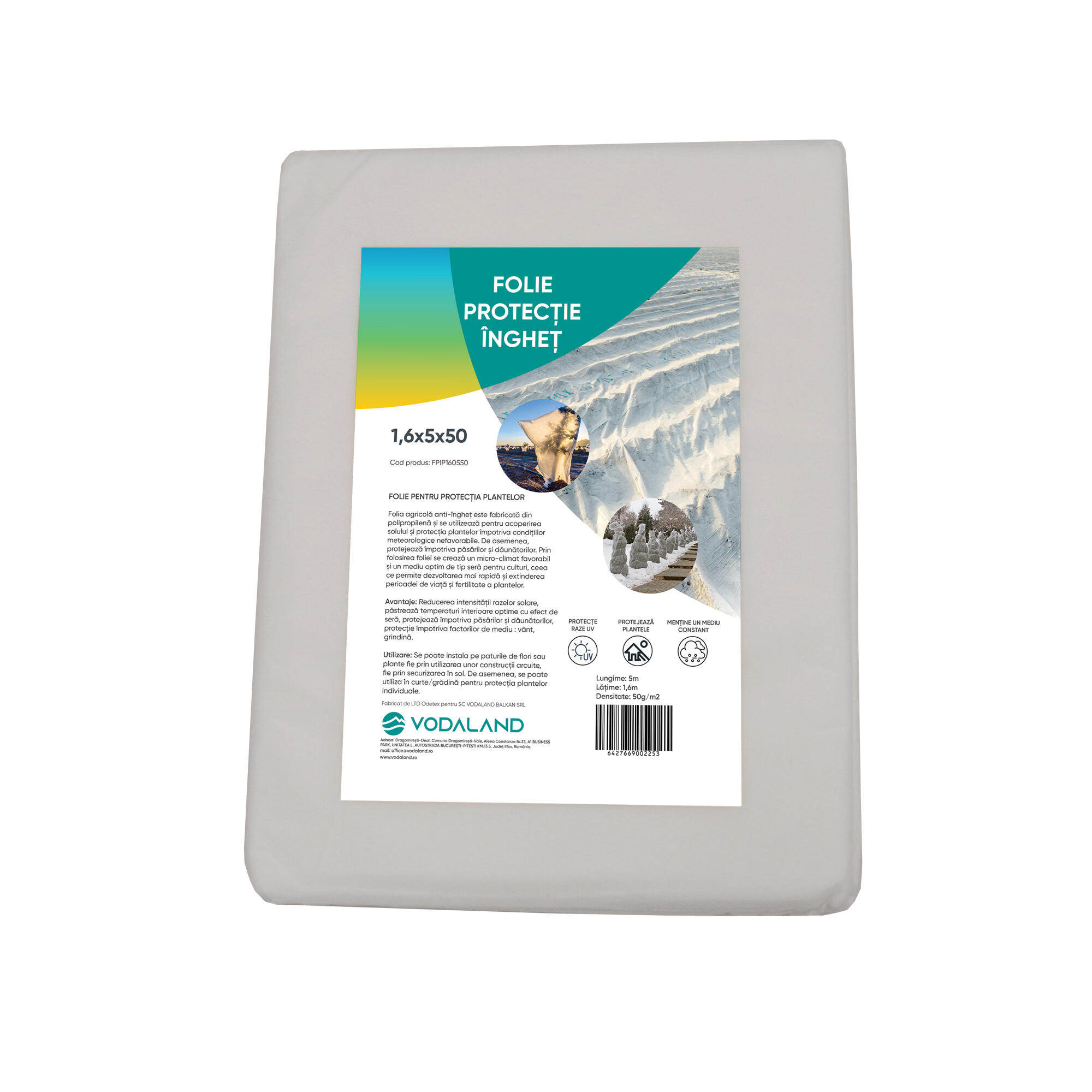 Folie anti inghet plante, polipropilenta, 50 g/m², 1.6 x 5 m, alb