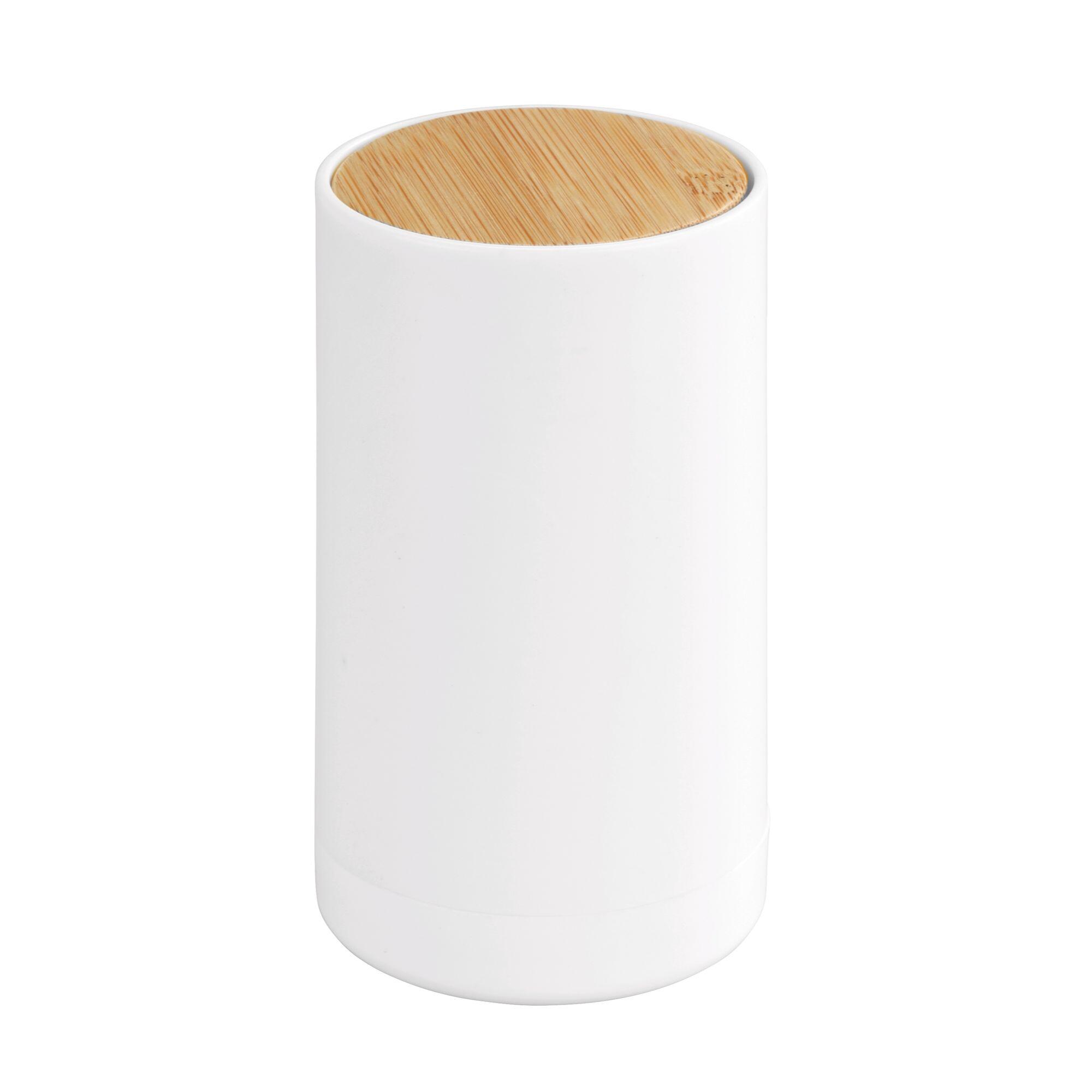 Suport betisoare de urechi Laresa, din plastic/bambus, alb mat