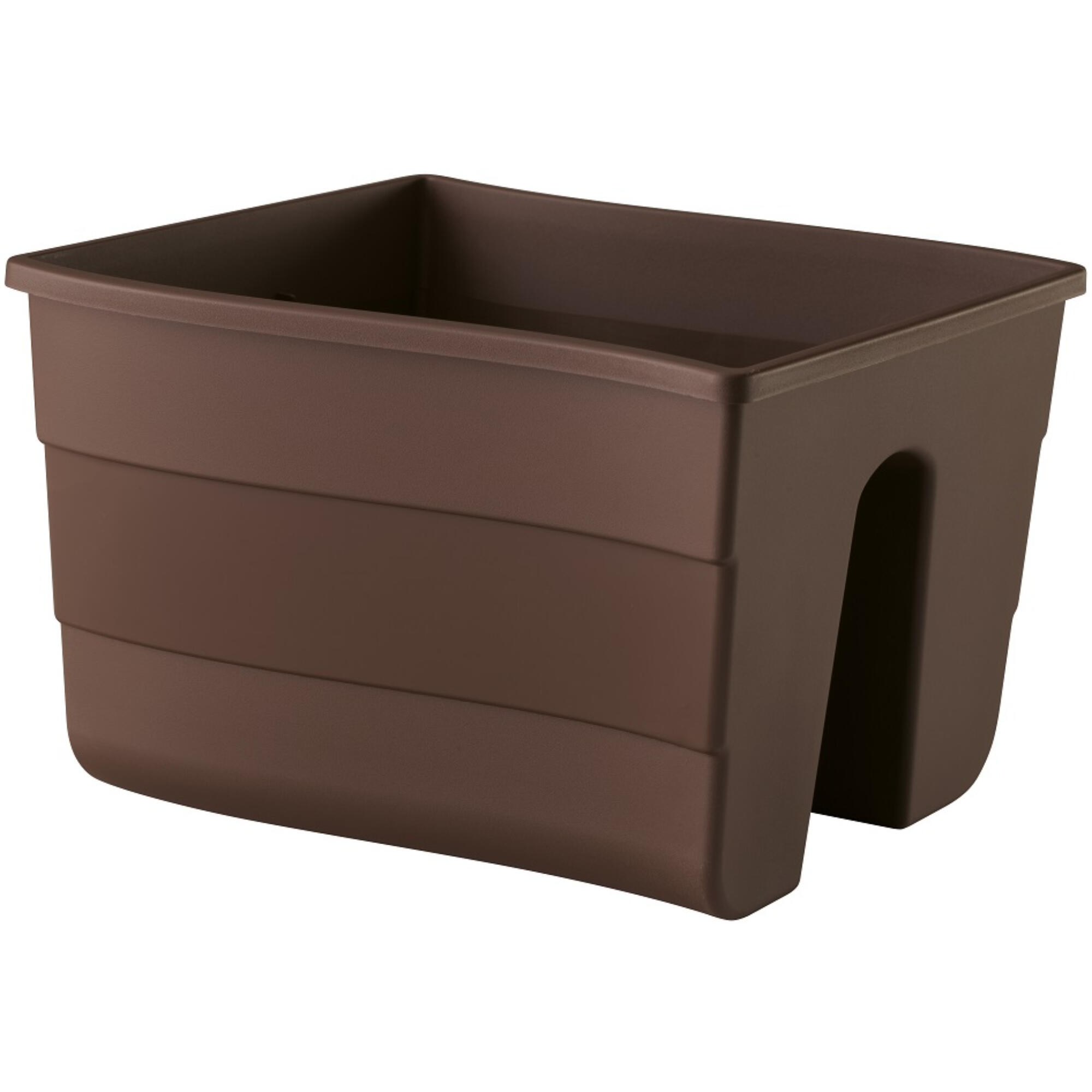 Jardiniera, pentru balustrada balcon, plastic, lungime 30 cm, maro