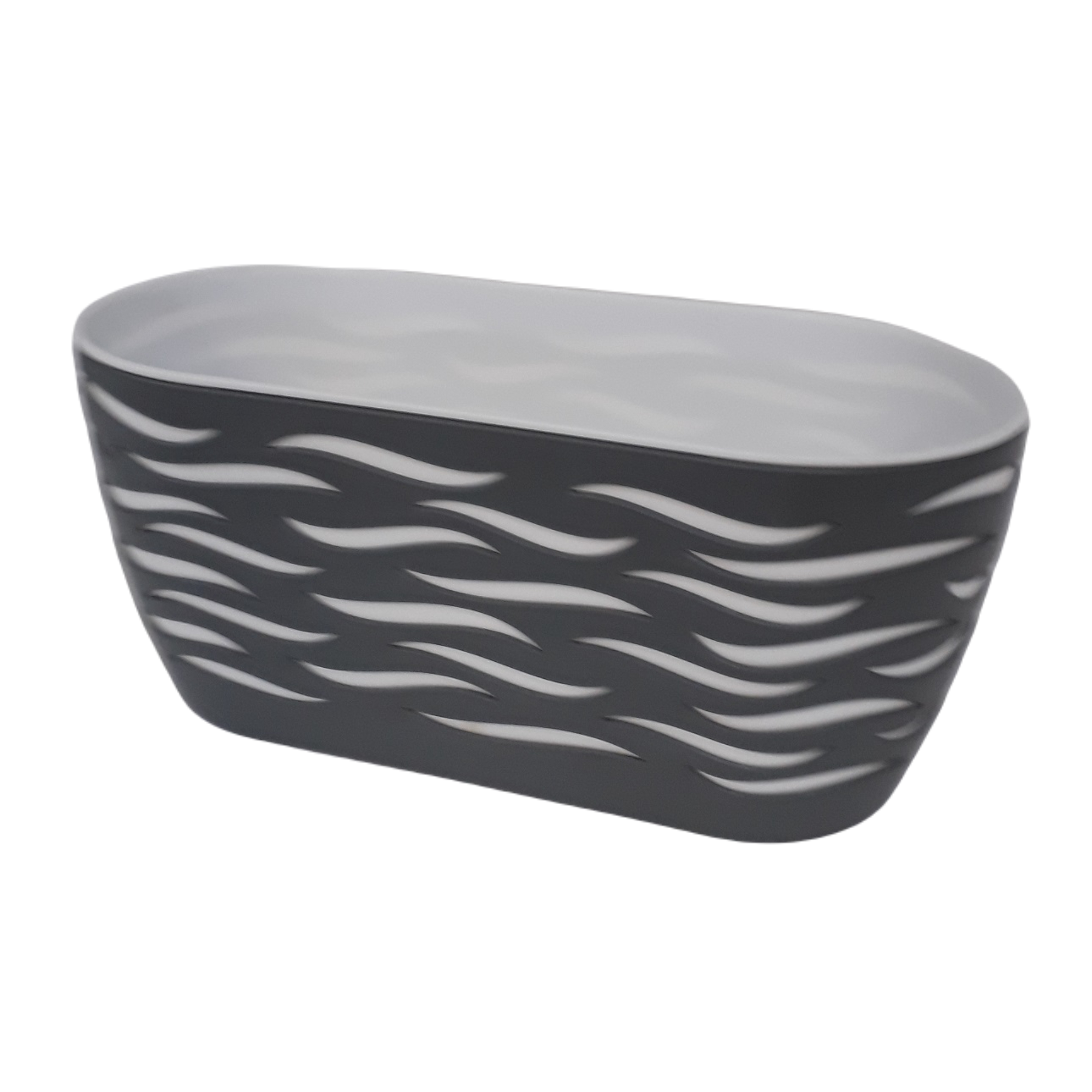 Ghiveci flori Sahara Dou, plastic, 17 x 35 cm, alb/gri