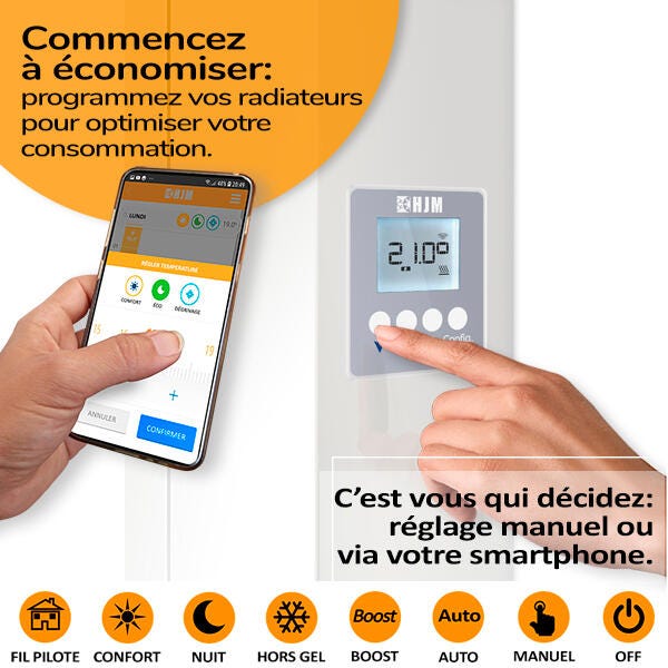 Radiateur électrique céramique connecté HJM AVA V Blanc