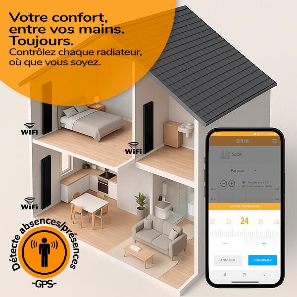Radiateur électrique céramique connecté HJM AVA V Noir