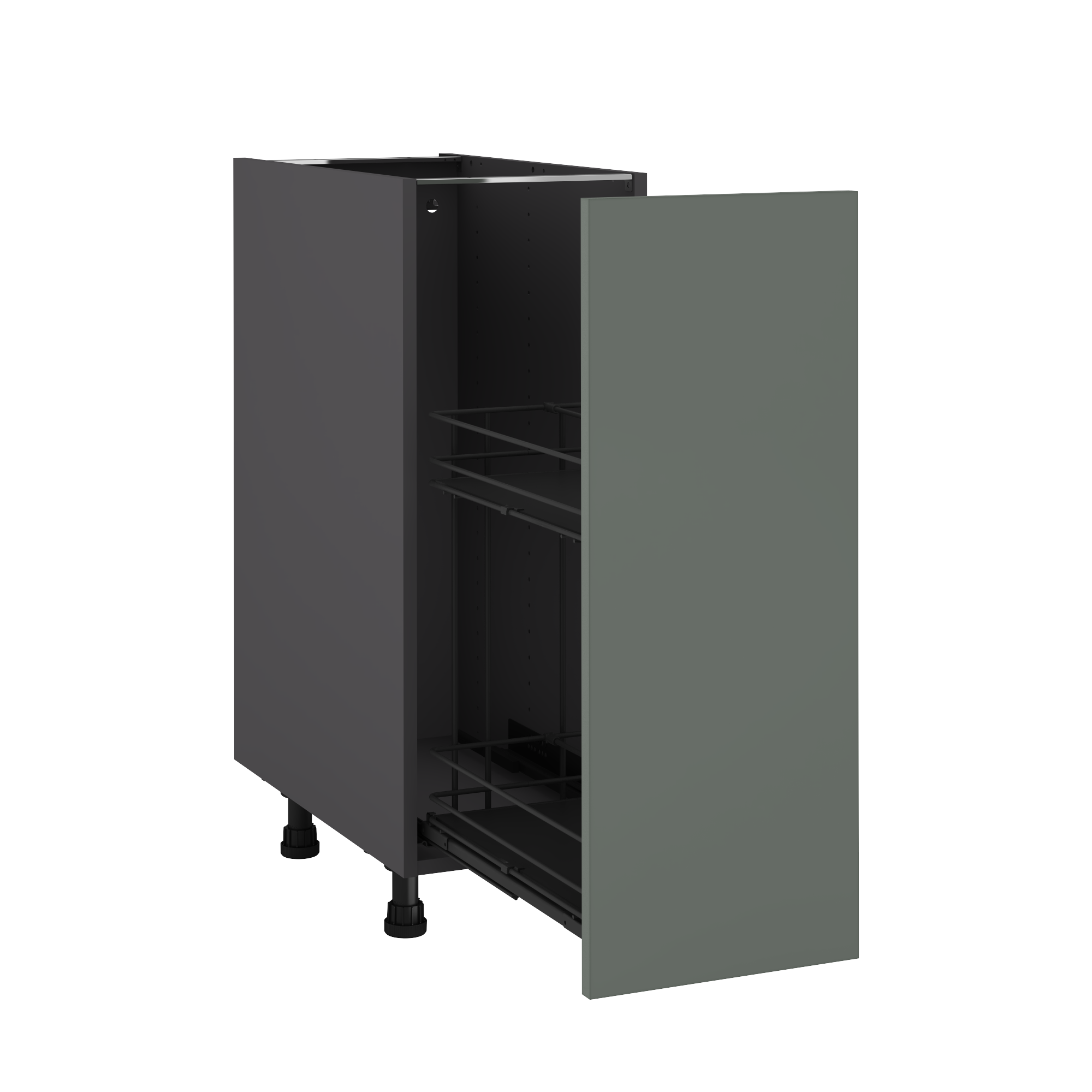 Mueble bajo de cocina delinia id viena verde mate 76,8x30 cm botellero especiero extraíble