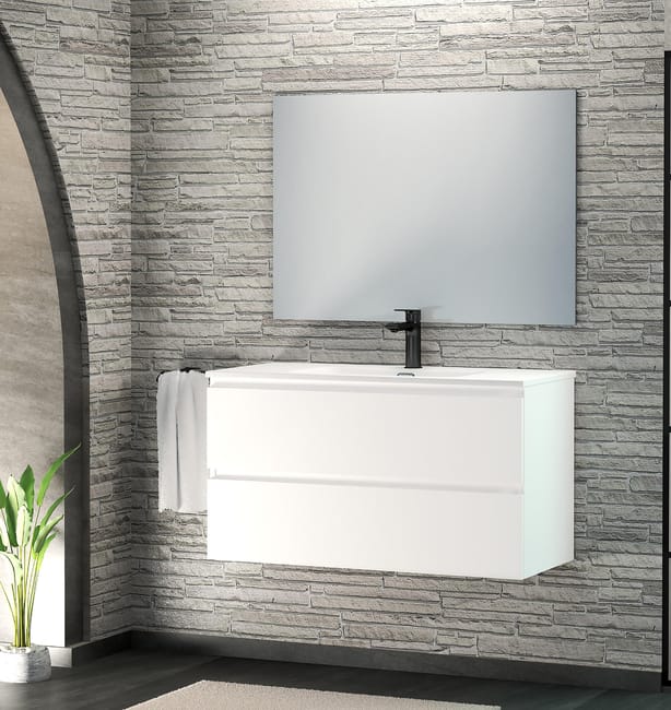 MUEBLE DE BAÑO MAYA BLANCO 100X45CM 2 CAJONES - 1
