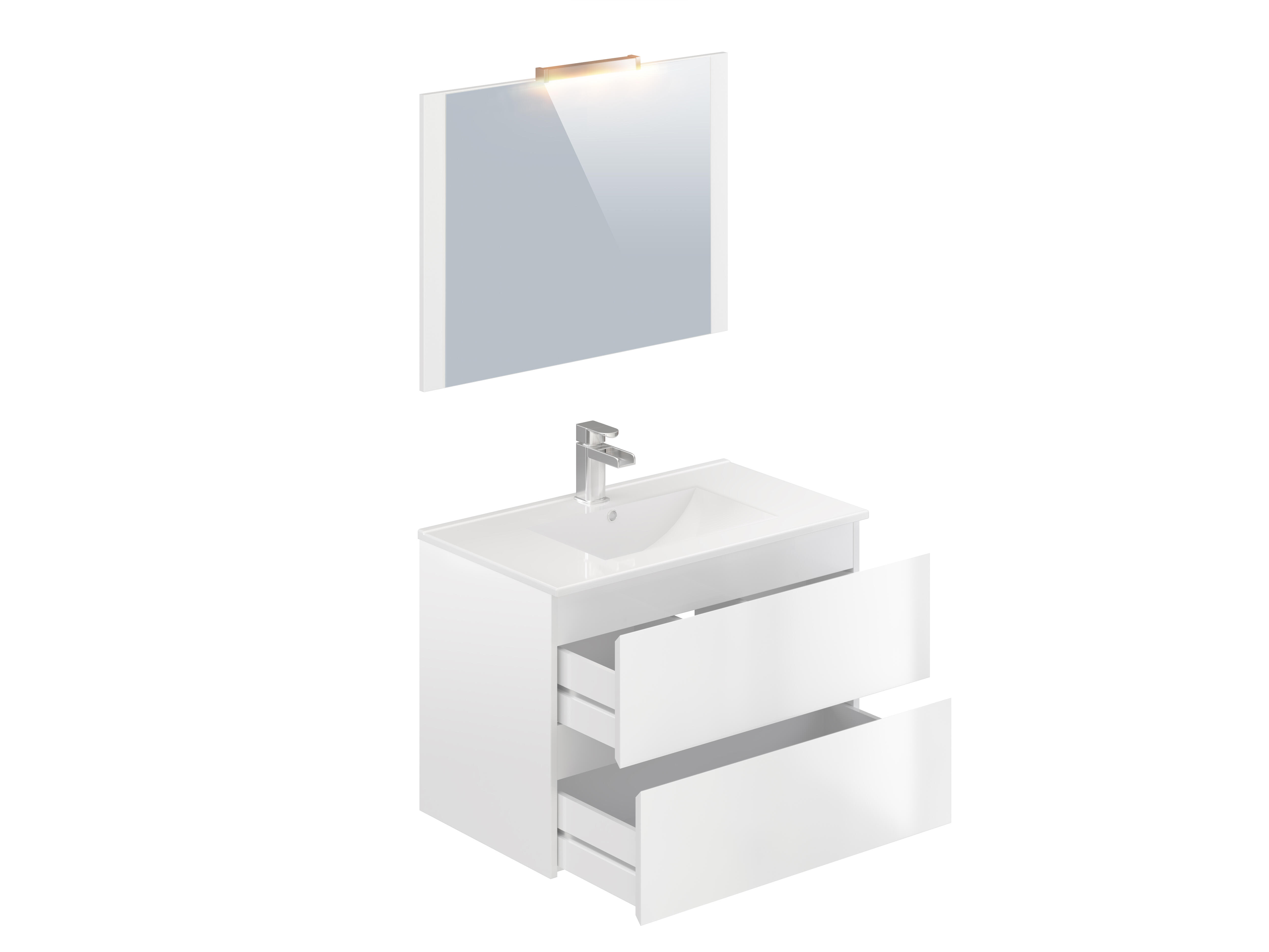 Mueble de baño con lavabo y espejo  Milenio blanco  81x47 cm - 7