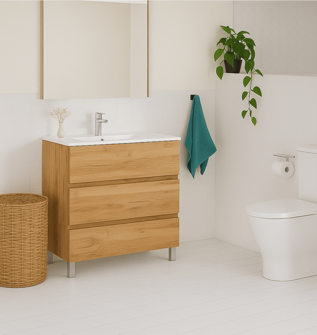 MUEBLE DE BAÑO BOSTON ROBLE 60X45CM 3 CAJONES