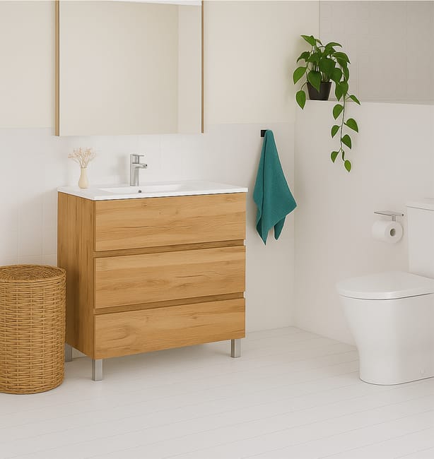 MUEBLE DE BAÑO BOSTON ROBLE 70X45CM 3 CAJONES - 1