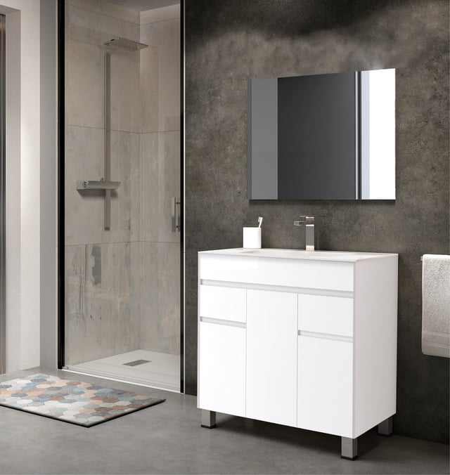 MUEBLE DE BAÑO LONDRES BLANCO 80X45CM 3 PUERTAS Y 2 CAJONES
