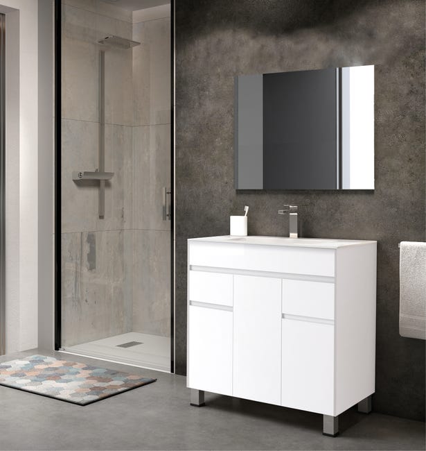 MUEBLE DE BAÑO LONDRES BLANCO 80X45CM 3 PUERTAS Y 2 CAJONES - 1