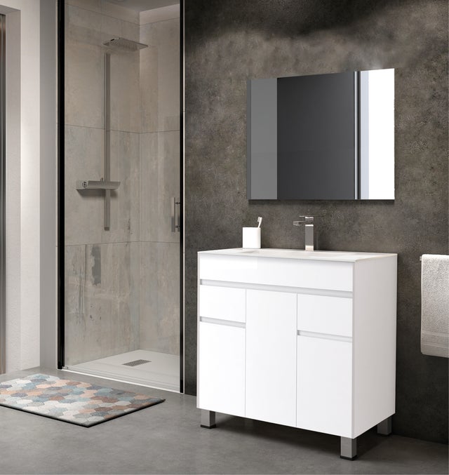 MUEBLE DE BAÑO LONDRES BLANCO 80X45CM 3 PUERTAS Y 2 CAJONES