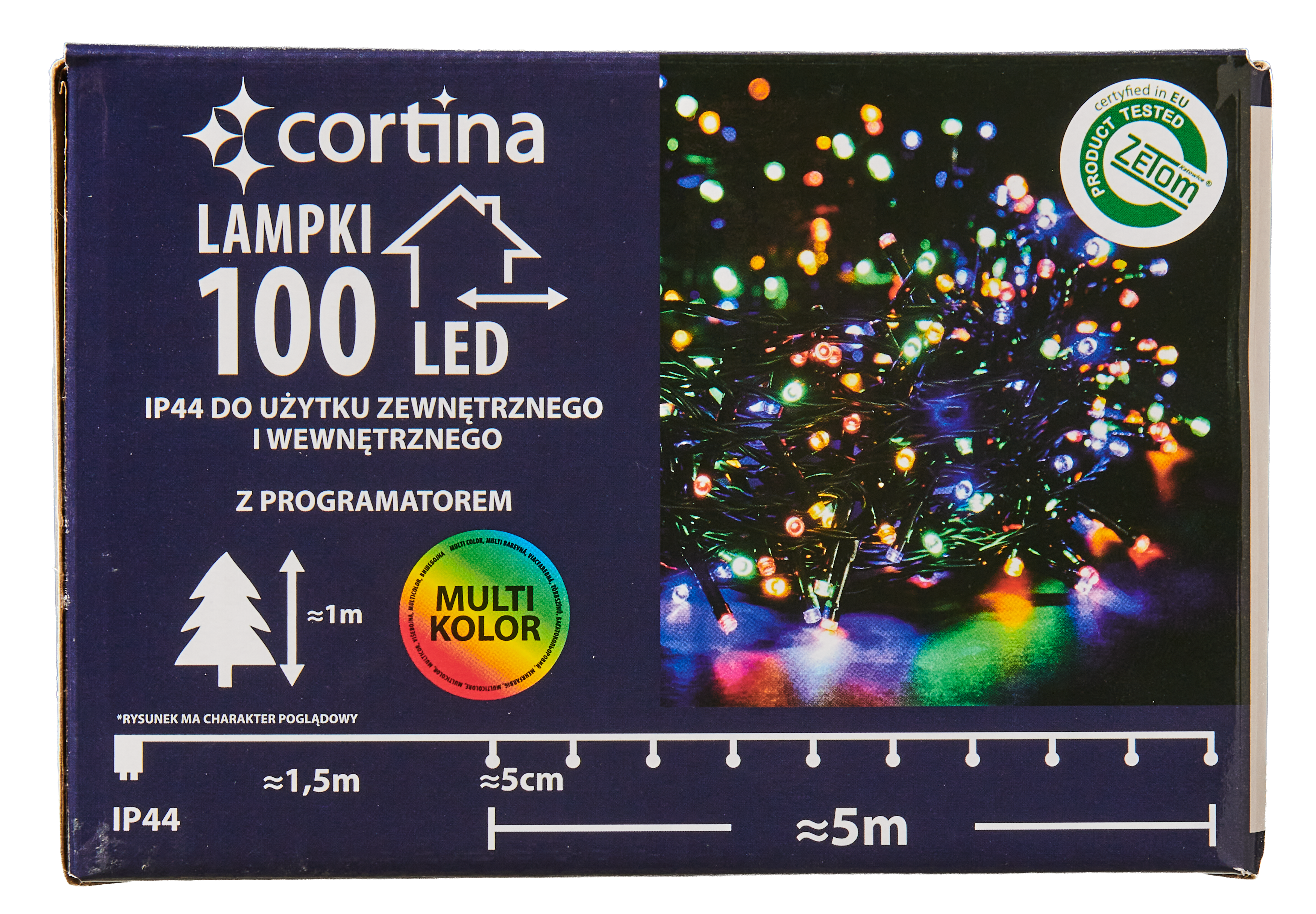 Lampki choinkowe zewnętrzne 100 LED 8 funkcji programator multikolor Cortina - 7