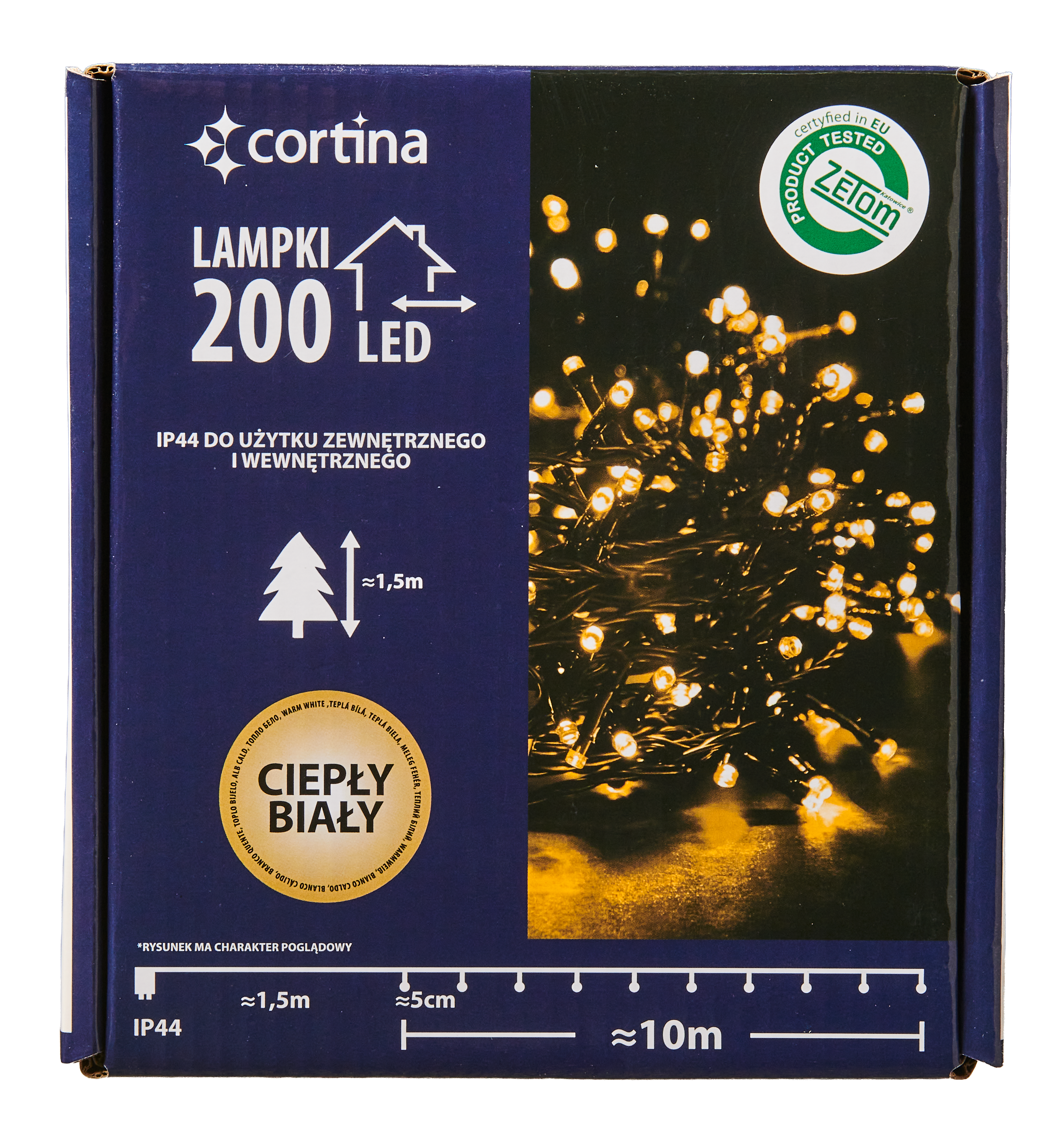 Lampki choinkowe zewnętrzne 200 LED ciepłe białe Cortina - 4