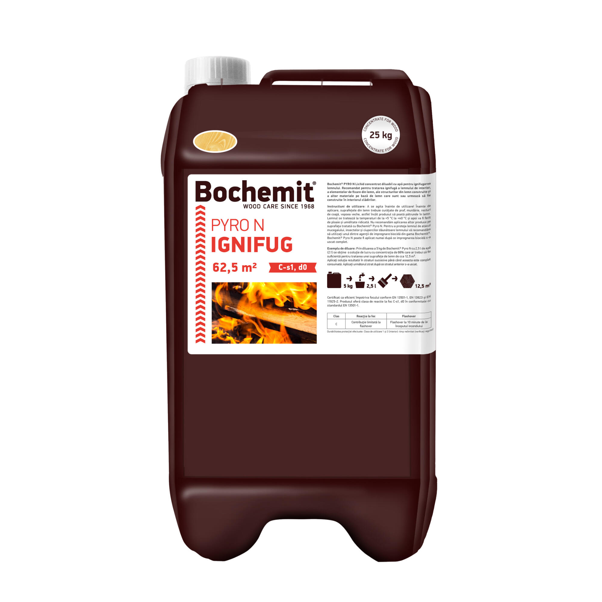 Ignifugant concentrat pentru lemn, interior, Pyro N Bochemit, 25 kg
