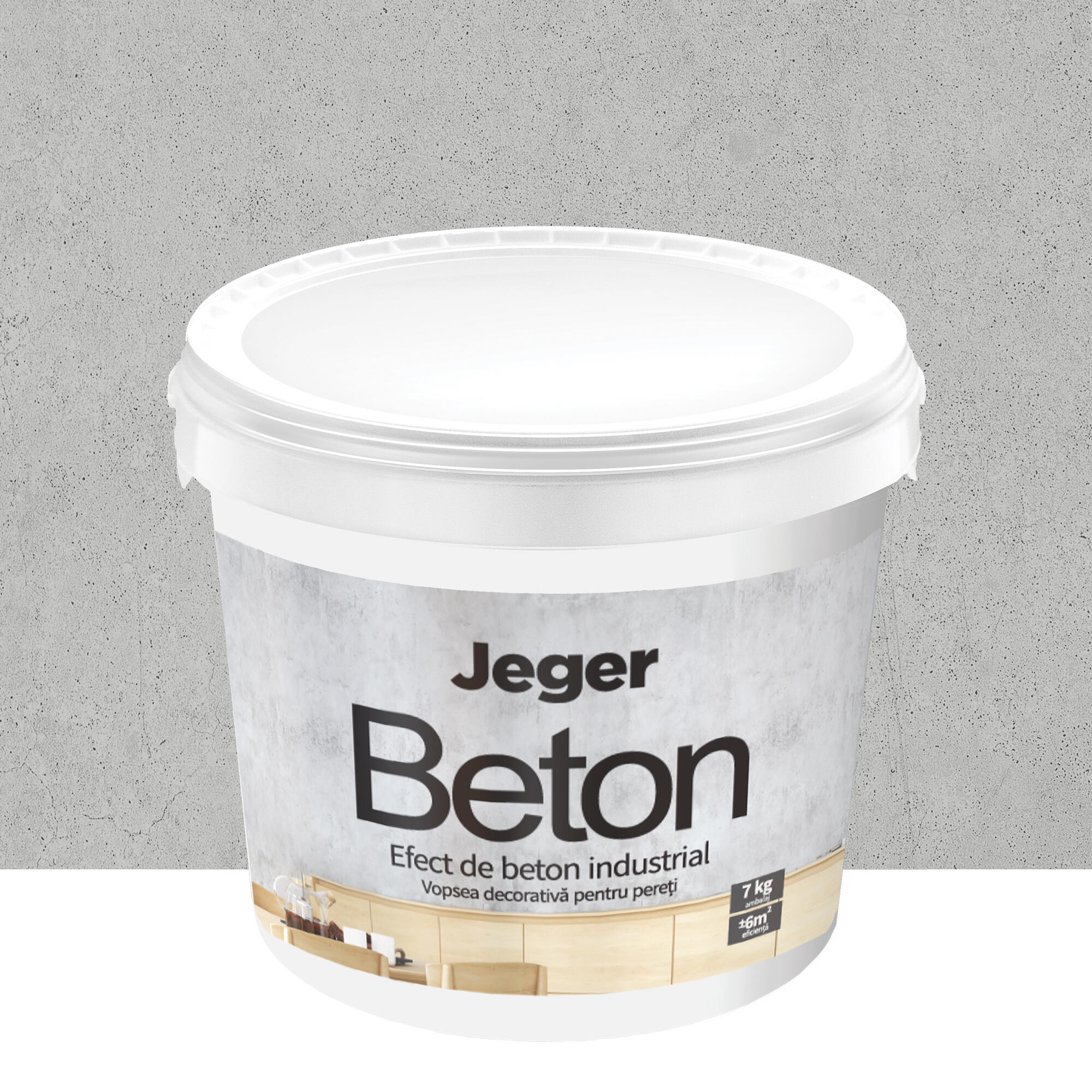 Vopsea decorativa Jeger, efect Beton, gri Verona, 7 kg