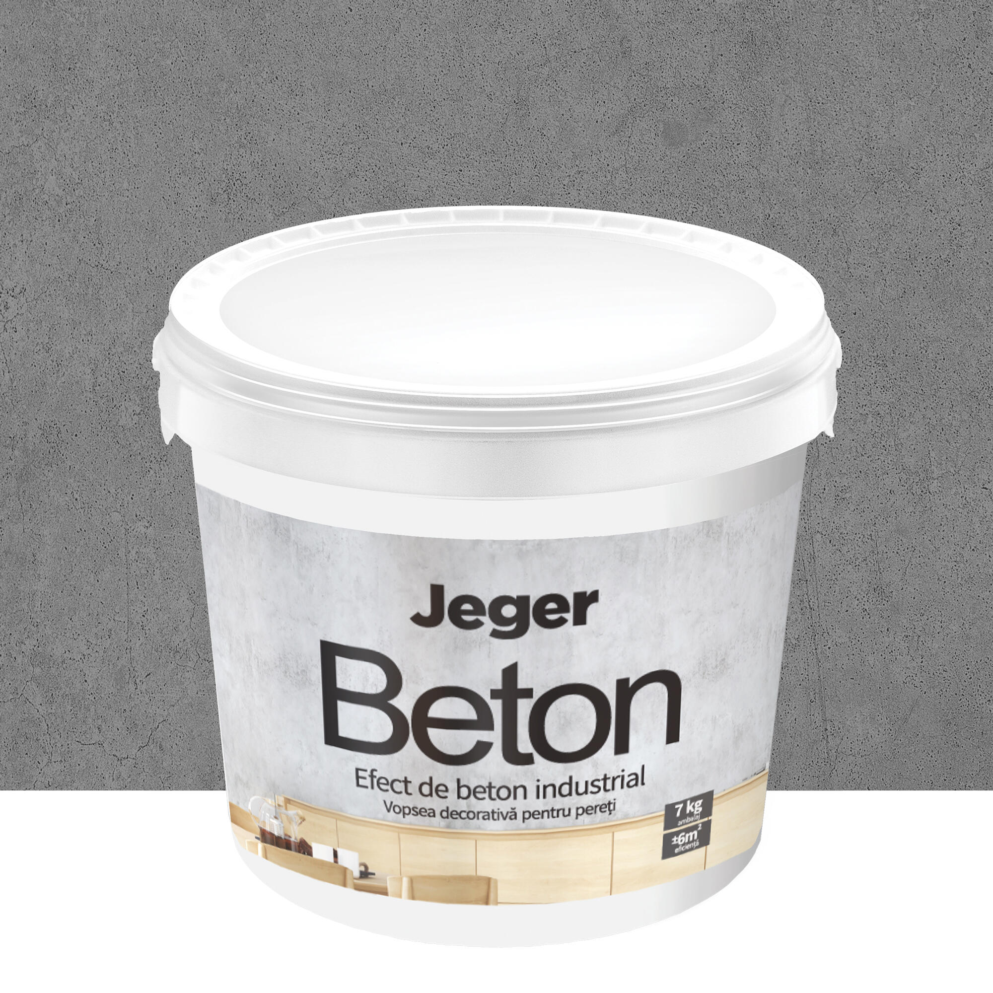 Vopsea decorativa Jeger, efect Beton, gri Roma, 7 kg
