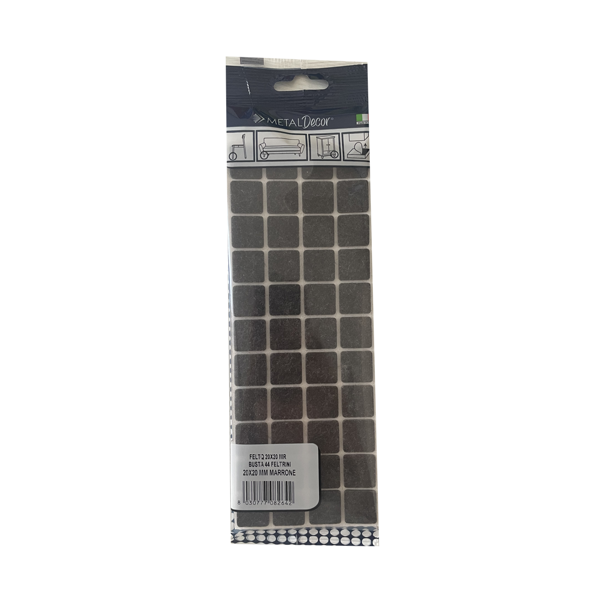 Feltrino per mobili adesivo quadrato in feltro marrone 90 x 260 mm, 44 pezzi - 7