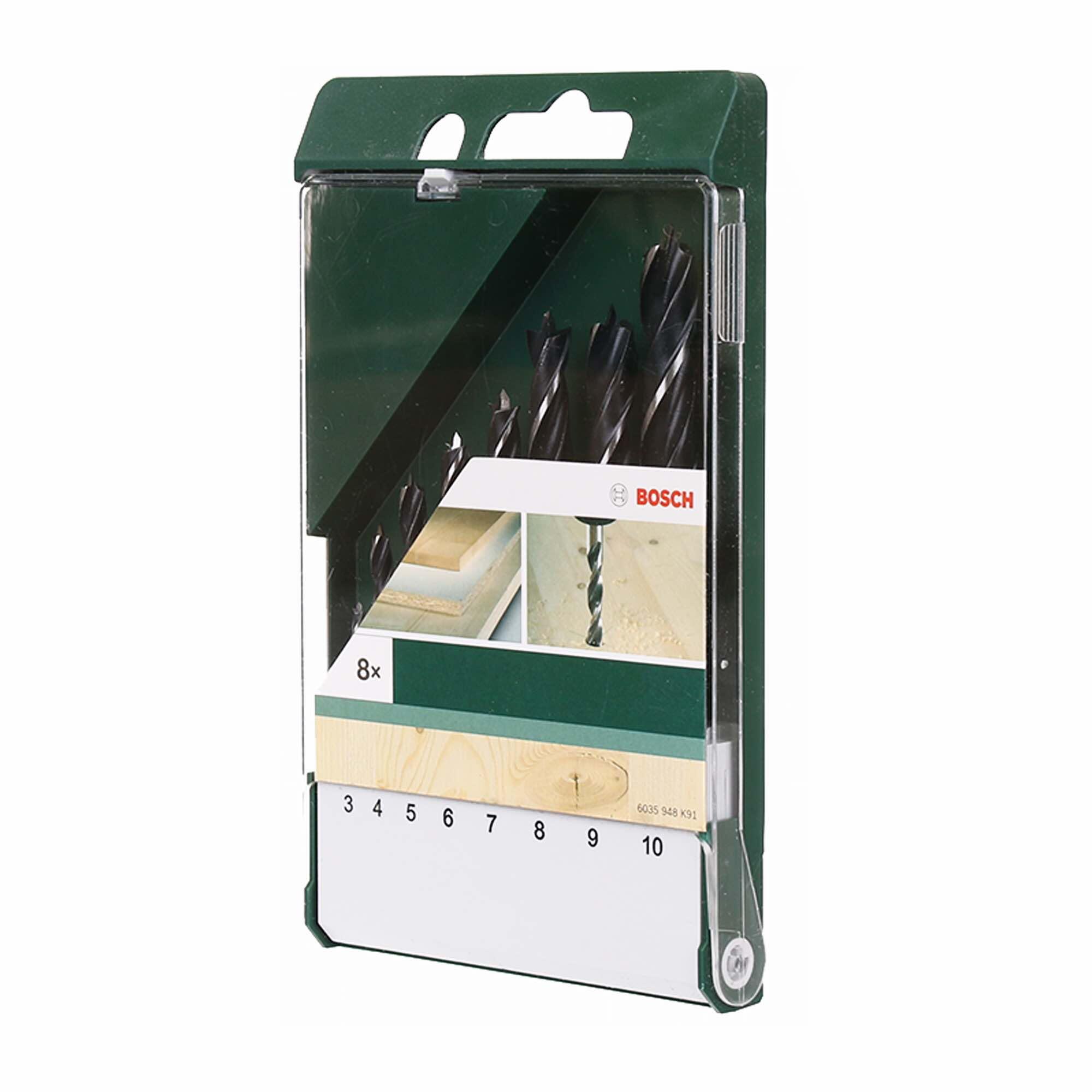Set 8 burghie lemn Bosch, elicoidale, 3 - 10 mm 8buc