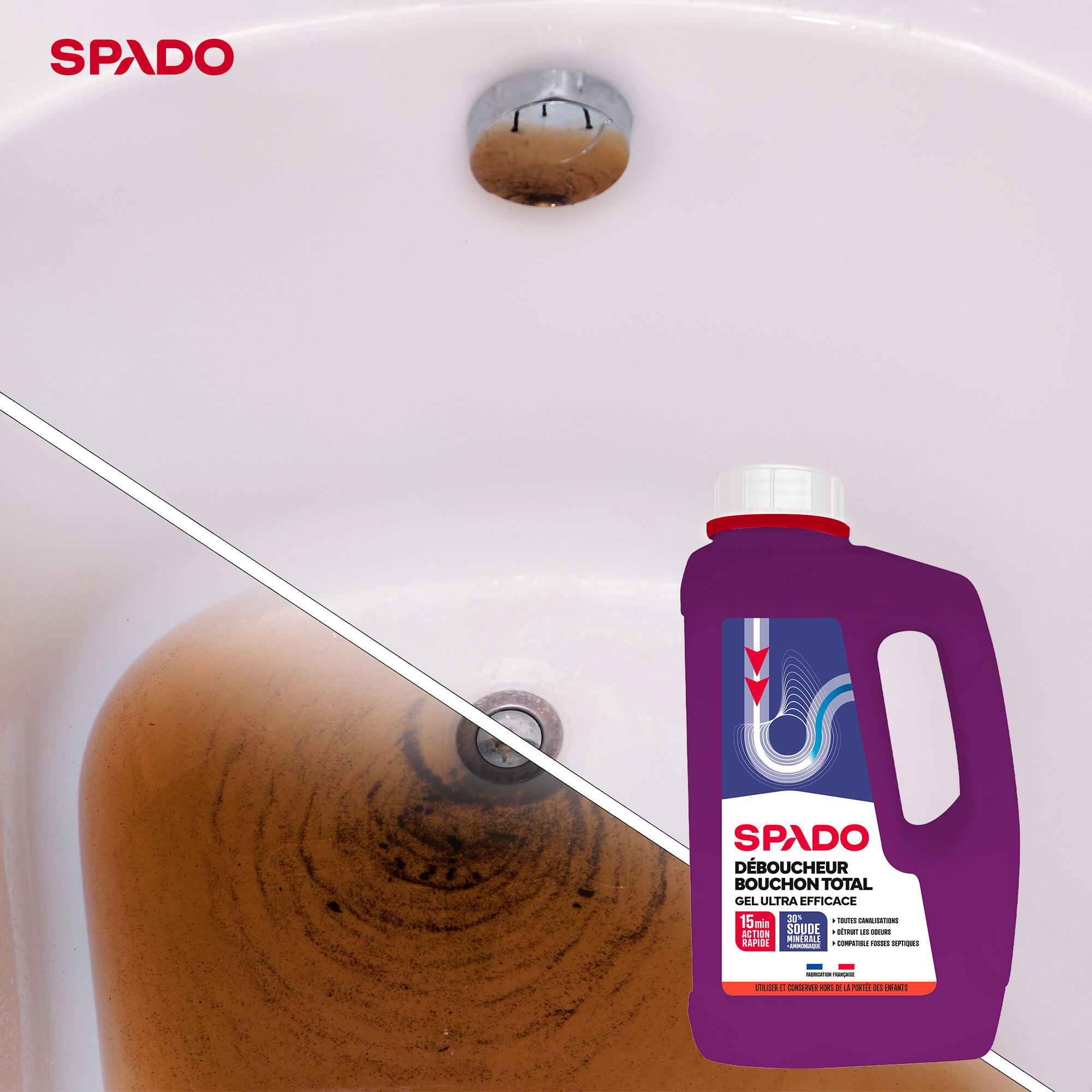 Déboucheur SPADO Gel soude, 1L - 2