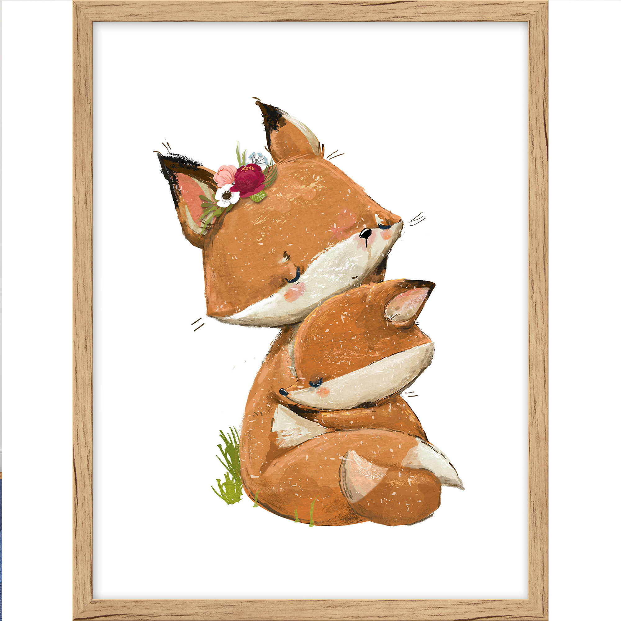 Tablou inramat Mama vulpe, 30 x 40 cm
