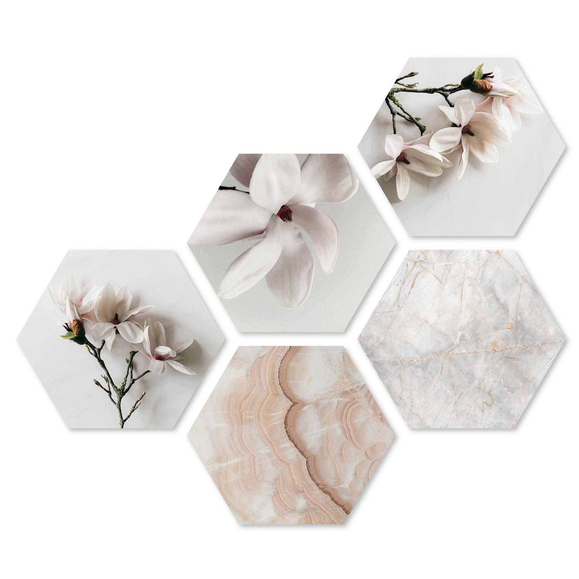 Set 5 buc Panou decorativ hexagonal Flori