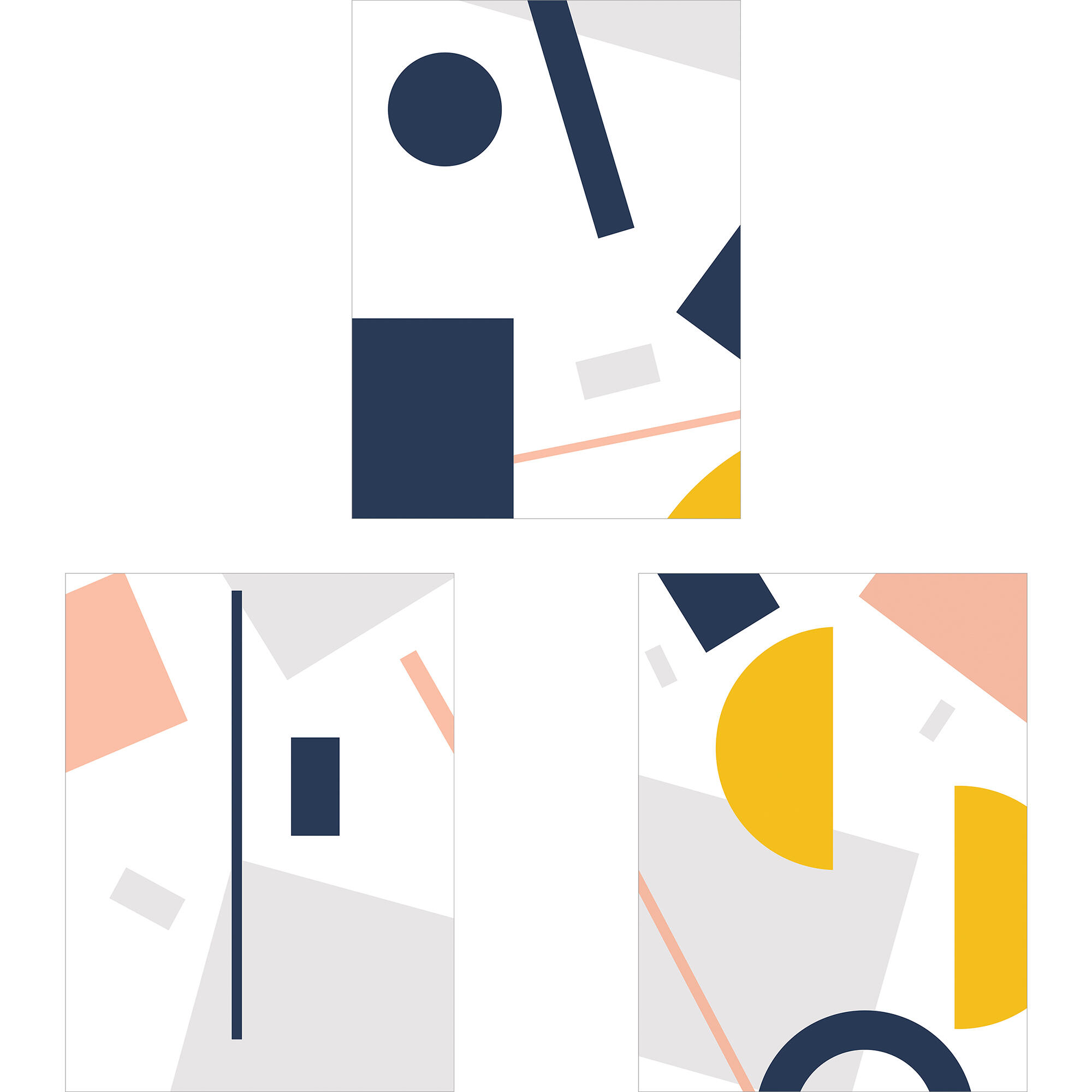 Set 3 postere imprimate Geometric abstract, 30 x 40 cm 3buc