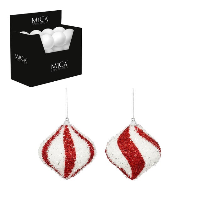 Enfeite espirais ⌀8 cm vermelho e branco (sortido)