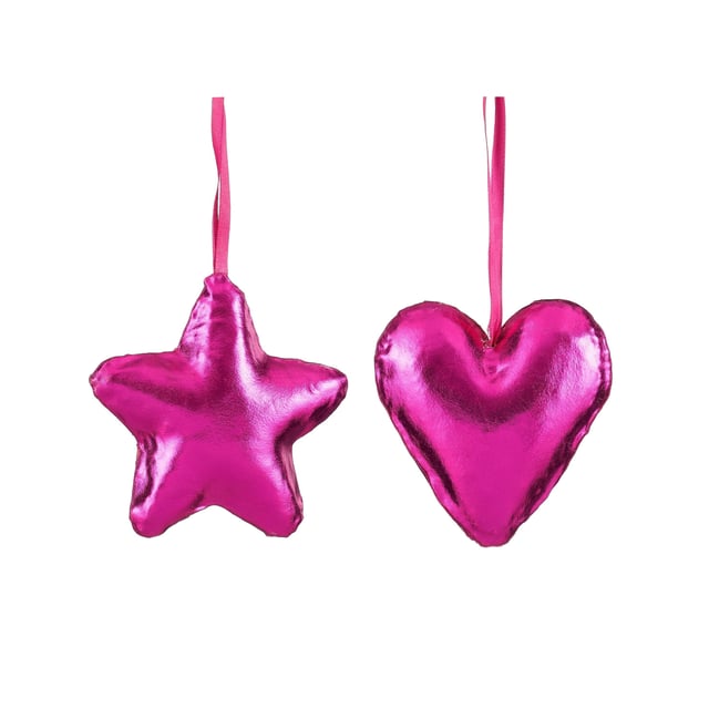 Enfeite forma metalizado 10 cm rosa (forma sortida)