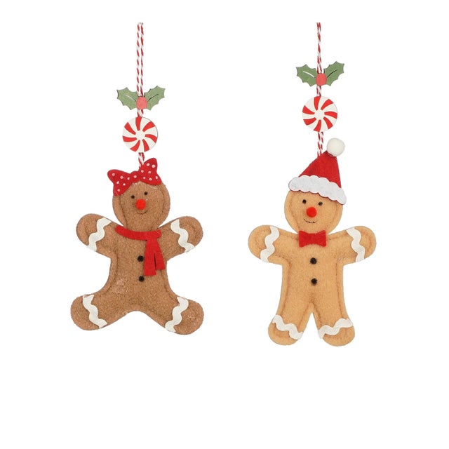 Enfeite boneco de gengibre feltro 9 cm (sortido)