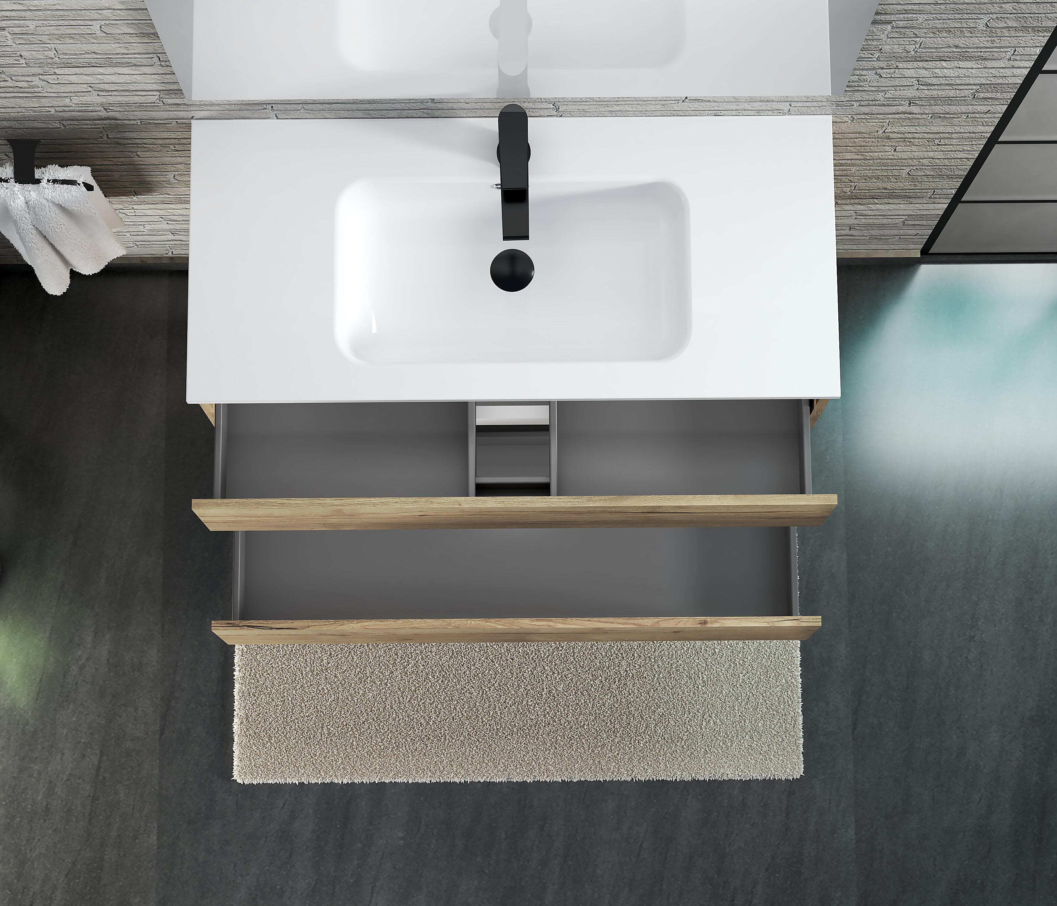 MUEBLE DE BAÑO MAYA ROBLE 100X45CM 2 CAJONES - 5