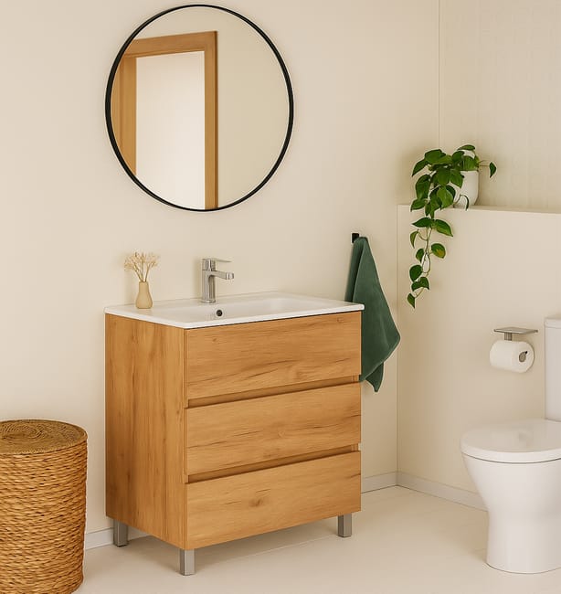 MUEBLE DE BAÑO LIMA ROBLE 60X39CM 3 CAJONES - 1