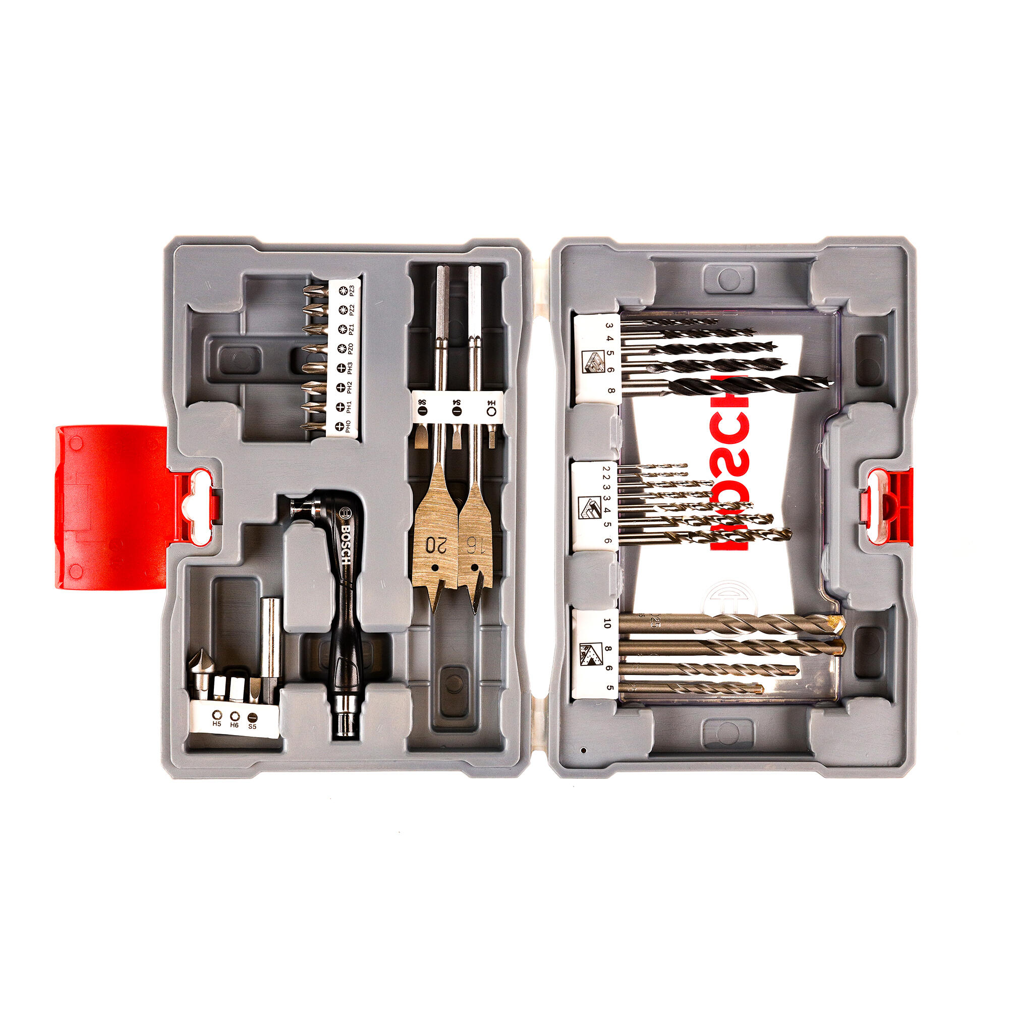 Set 35 burghie, biti si accesorii lemn, metal, zidarie, Bosch 35buc