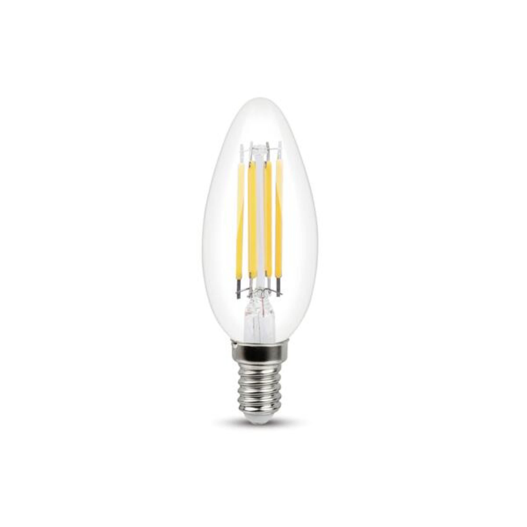 Bec LED Lexman, E14, C35, 5.9 W, alb neutru, 4000K, 806 lm, filament clar