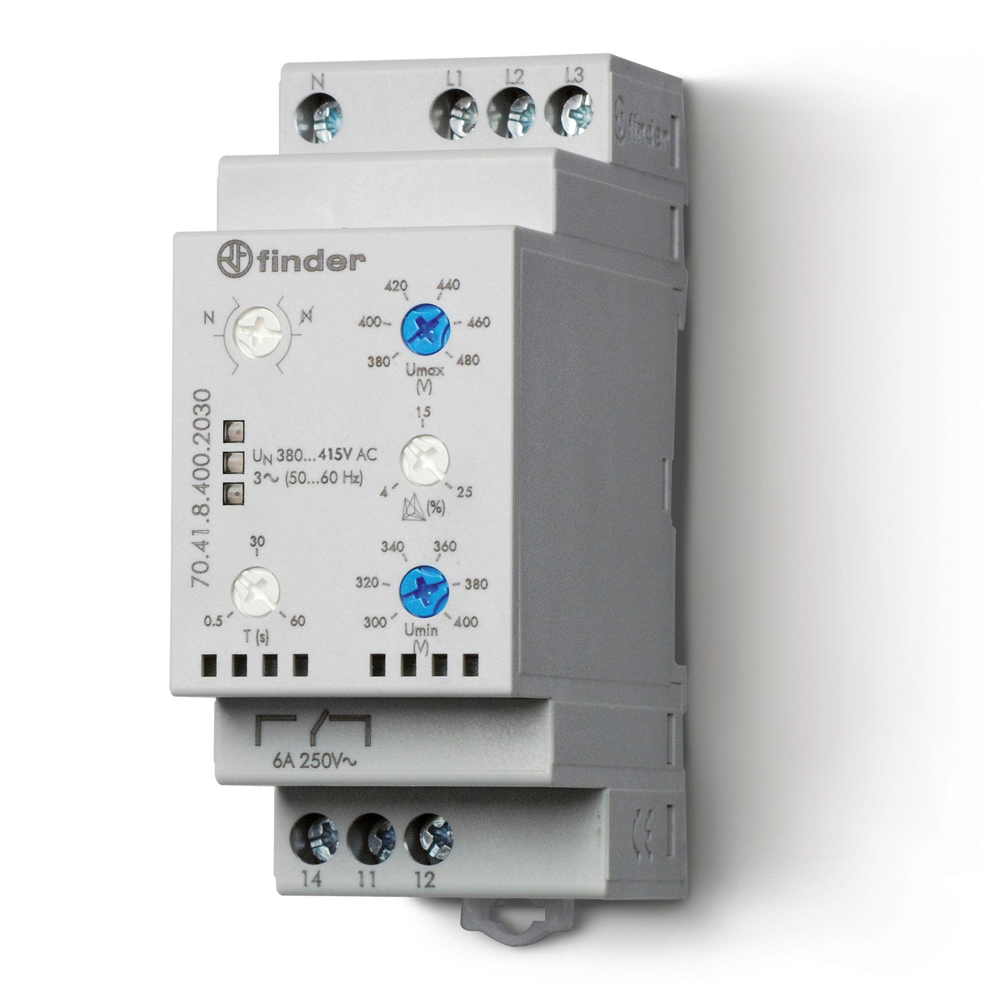Releu protectie tensiune Finder, trifazic, 6 A, 300-480V
