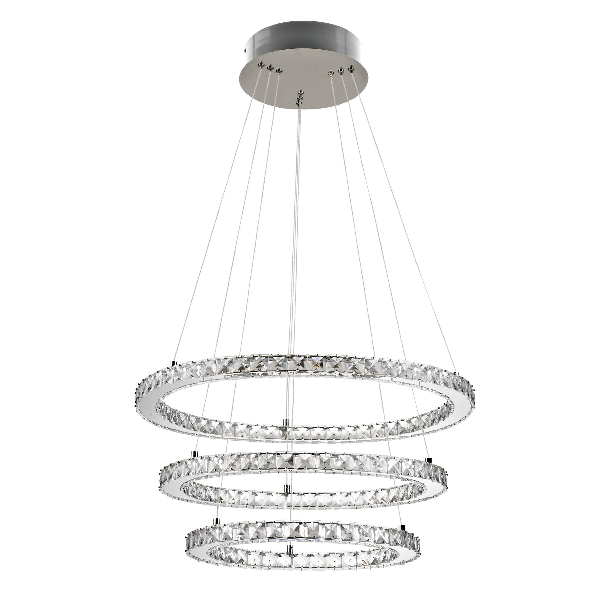 Pendul 3 x LED Shoshone, 9510 lumeni, lumina calda, crom, D 62 cm