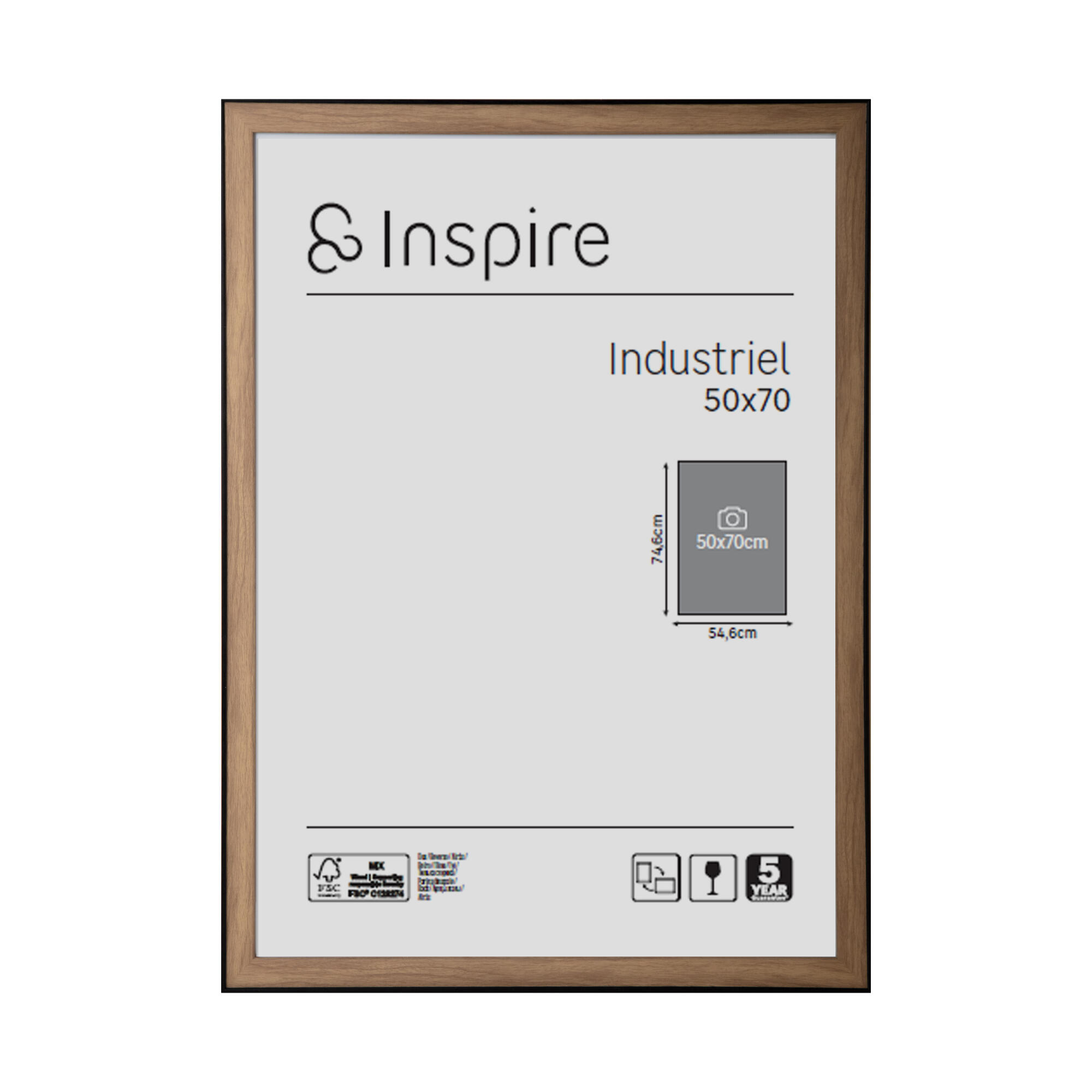 Rama foto Inspire Industriel, 50 x 70 cm, plastic, maro