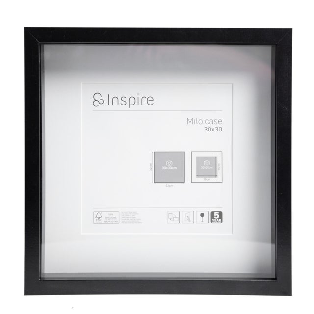 Cadre Milo, 30 x 30 cm noir, INSPIRE