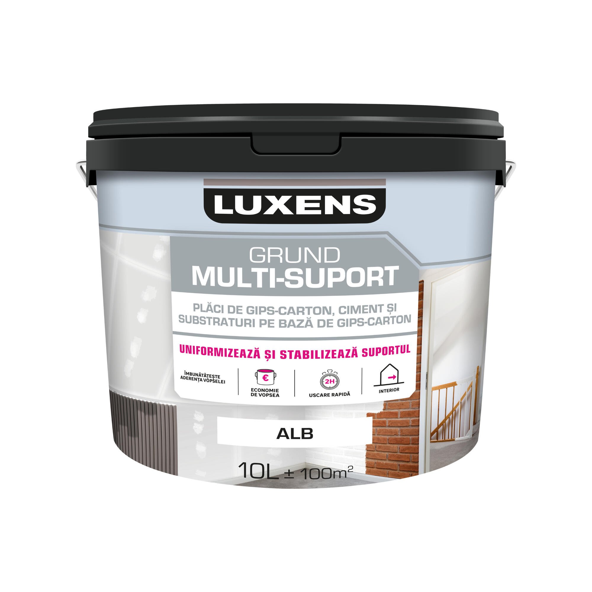 Amorsa Luxens pentru perete, multi-suport, camere uscate, interior, alb, 10 L