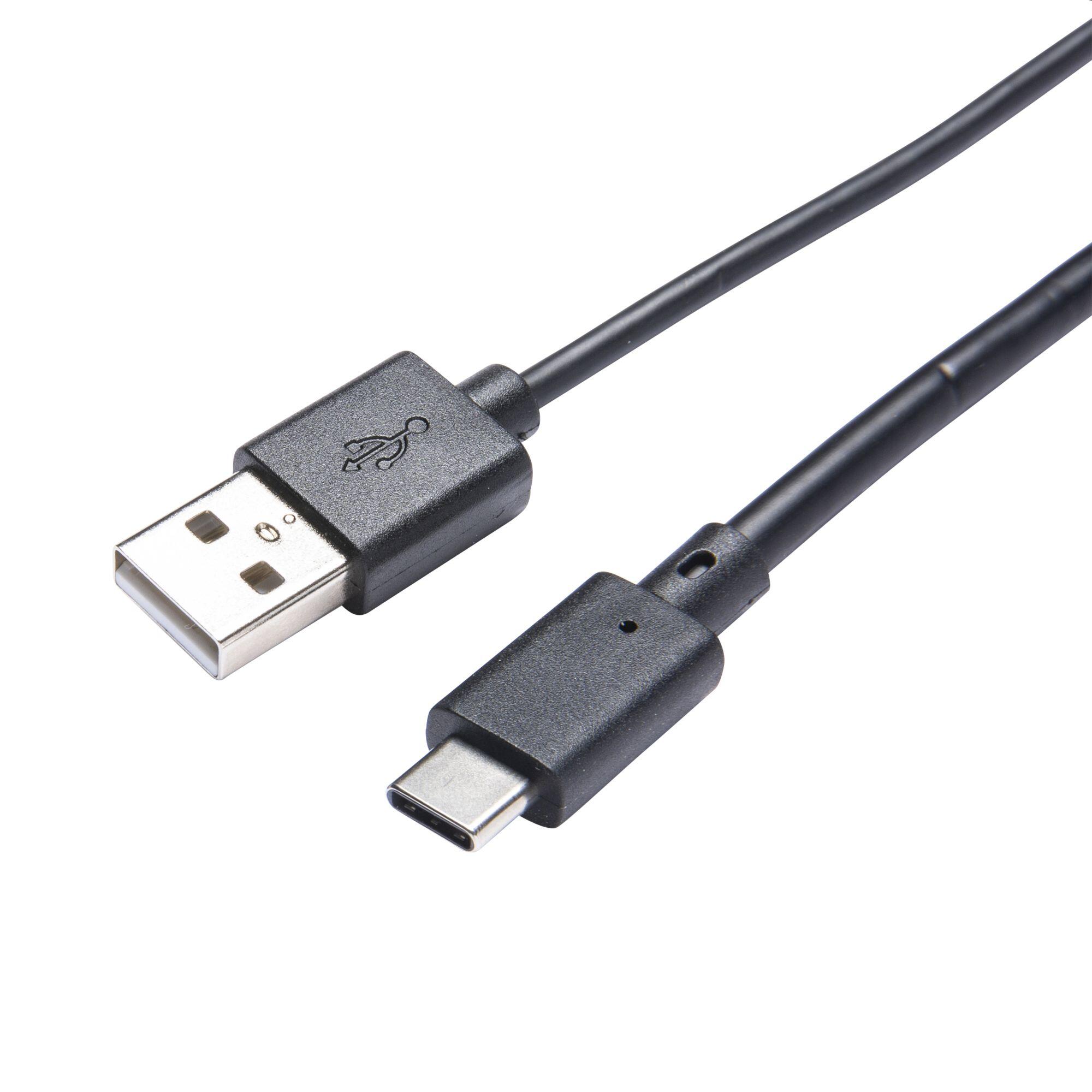 Cablu USB Lexman, USB tip A 2.0 - USB tip C 2.0, cauciuc/cupru, 0.2 m, negru