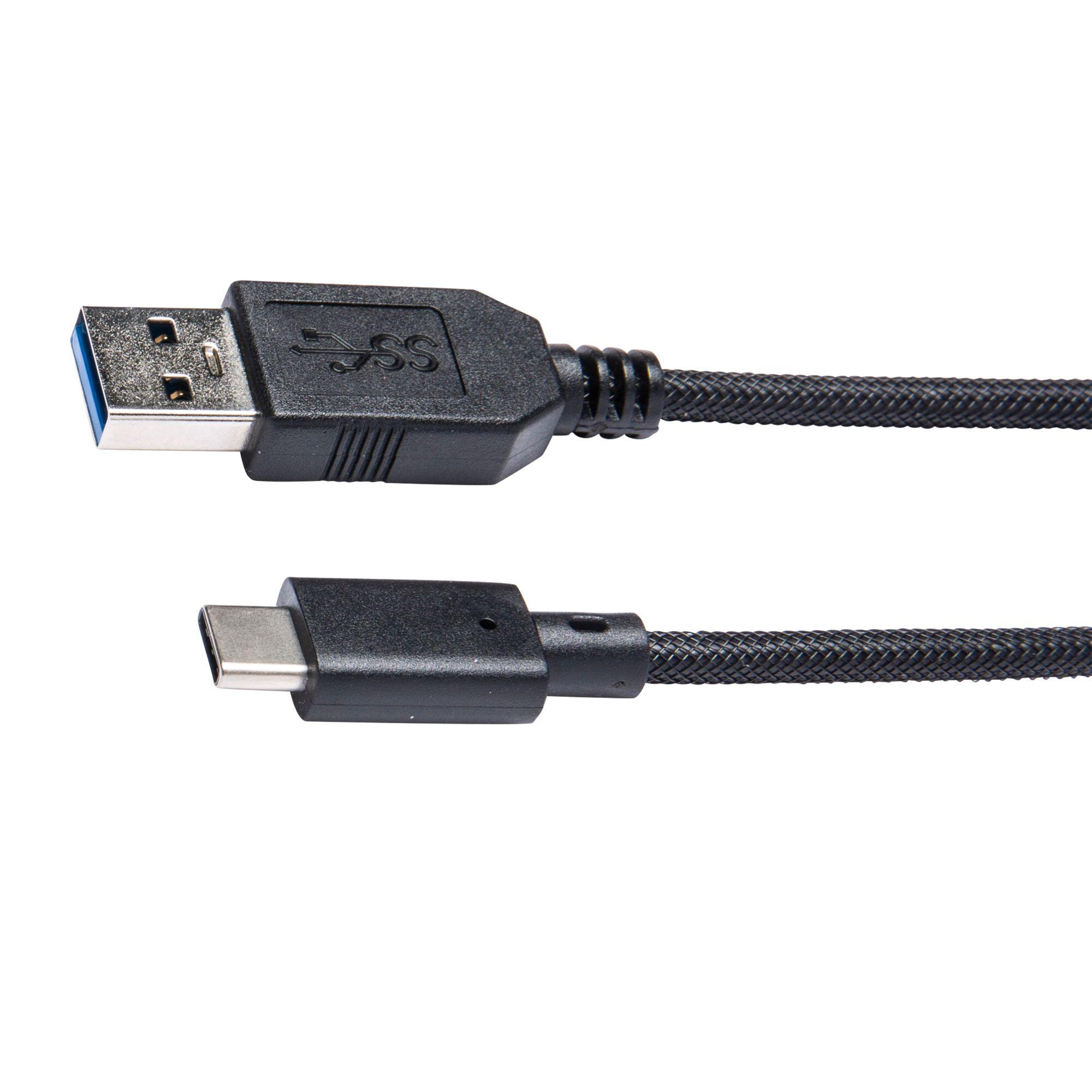 Cablu USB Lexman, USB tip A 3.2 - USB tip C 3.1, textil/cupru, 2 m, negru