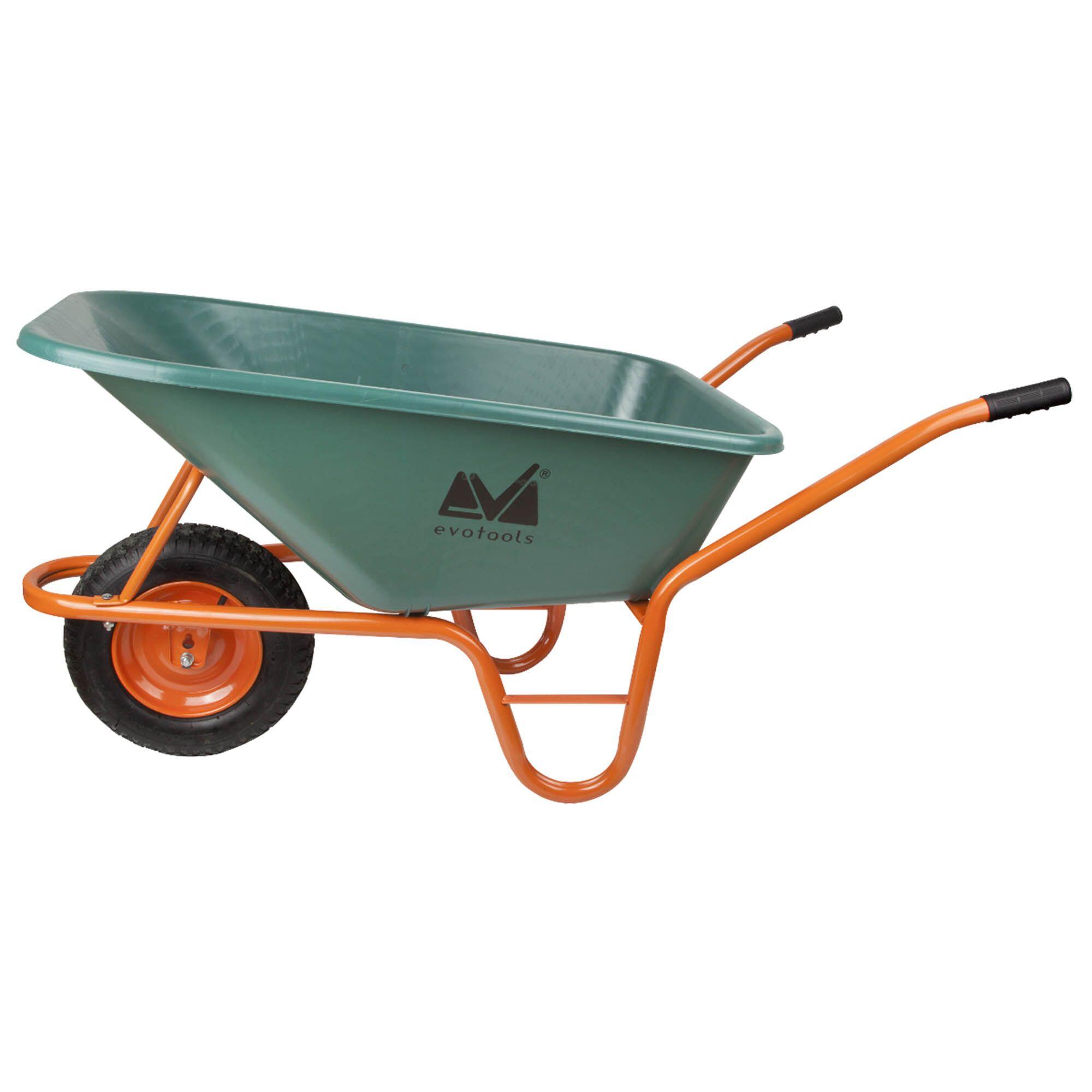 Roaba profesionala Evotools, cuva din plastic, verde/portocaliu, 90L