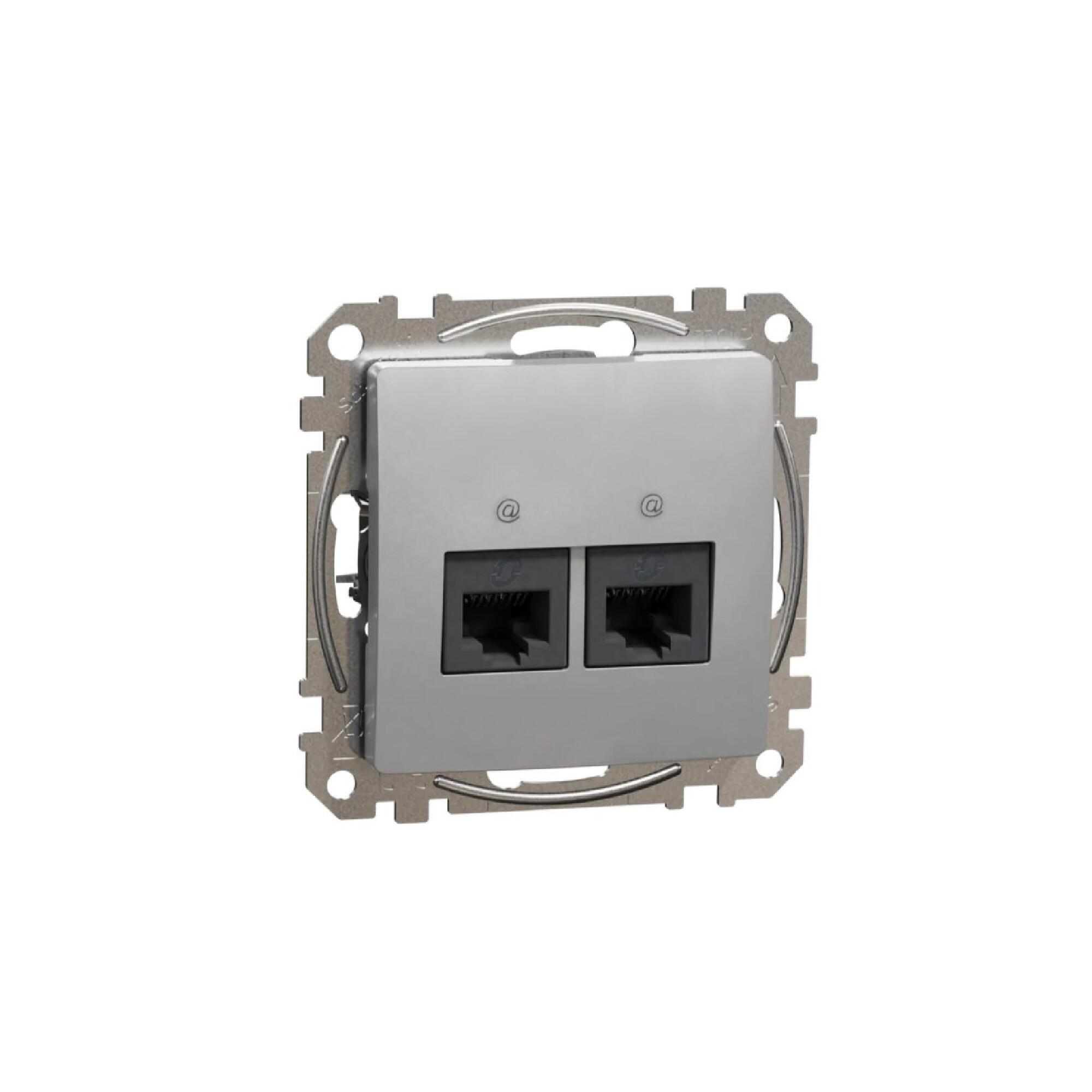 Priza date dubla (RJ45) Sedna Design, CAT6 UTP, clasica, IP20, aluminiu ...