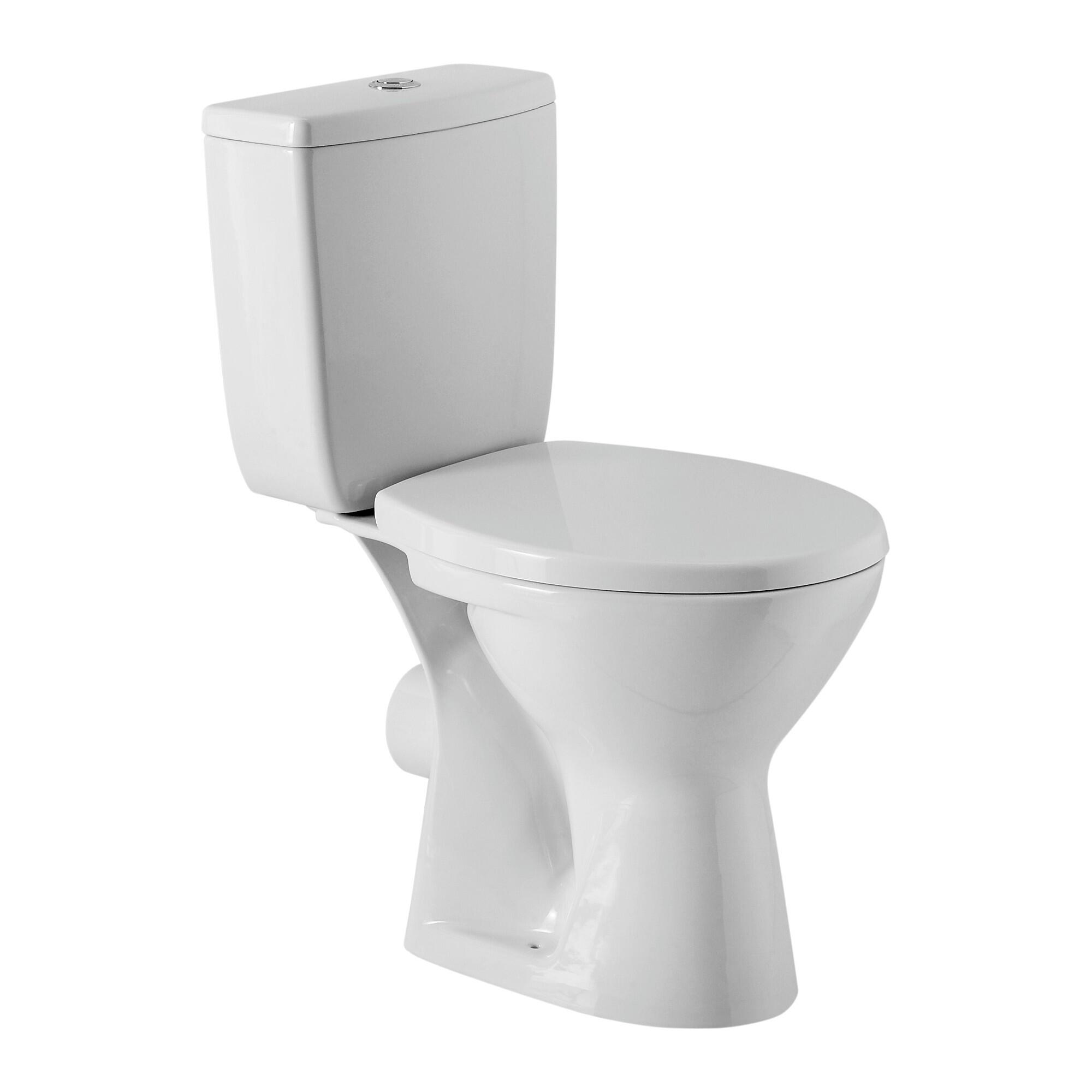 Set vas WC Cersanit Compact 818, stativ, ceramic, evacuare orizontala, cu rezervor si capac WC, 6 L