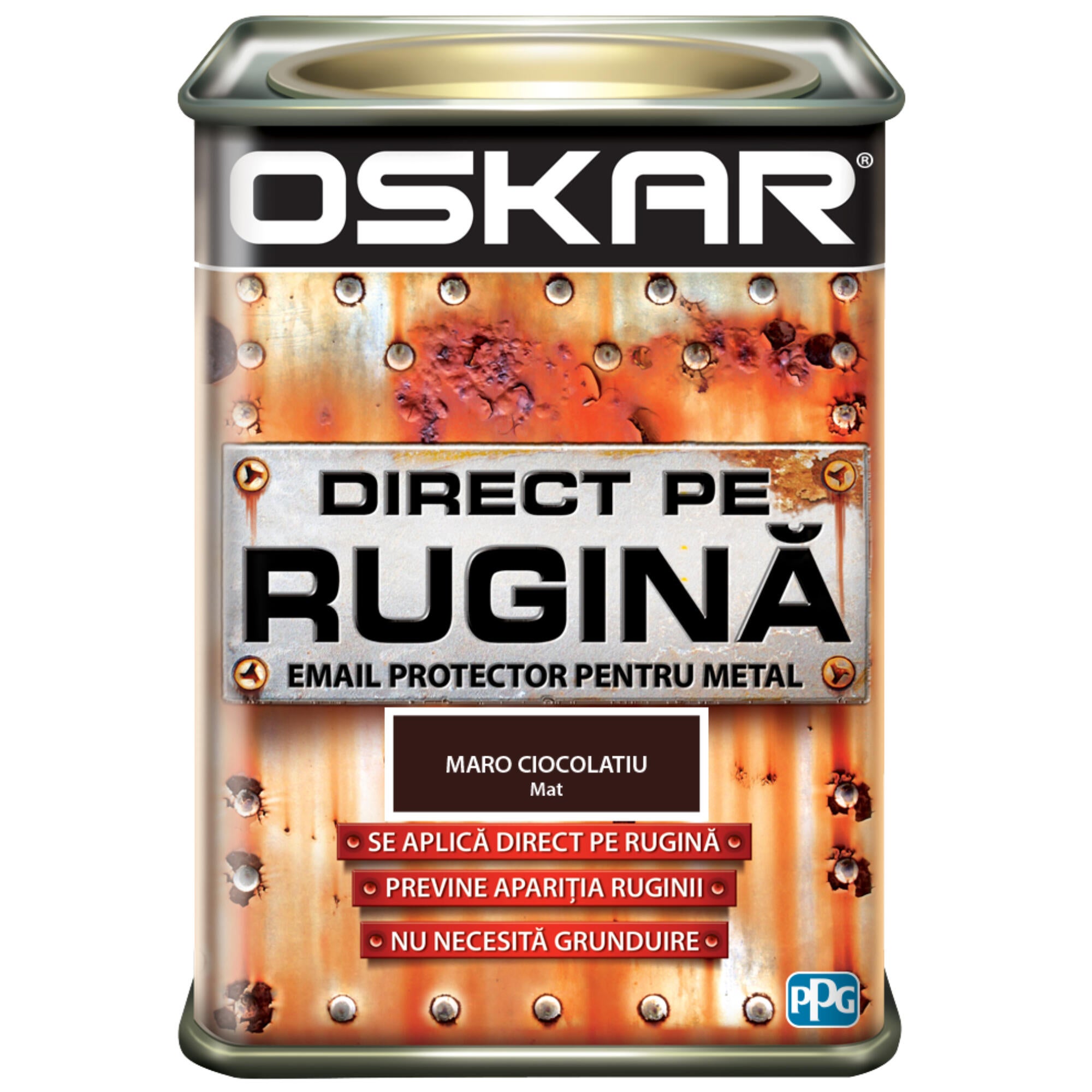 Email pe baza de solvent Oskar Direct pe Rugina, maro ciocolatiu, aspect mat, 0.5 L
