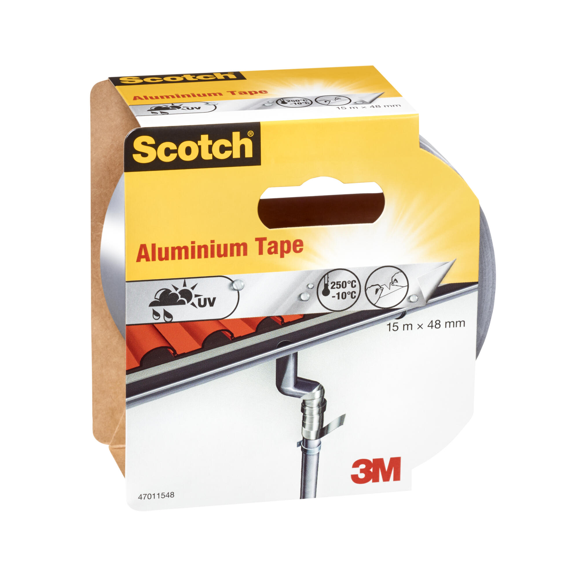 Banda de reparare Scotch, din aluminiu, 48 mm x 15 m, gri