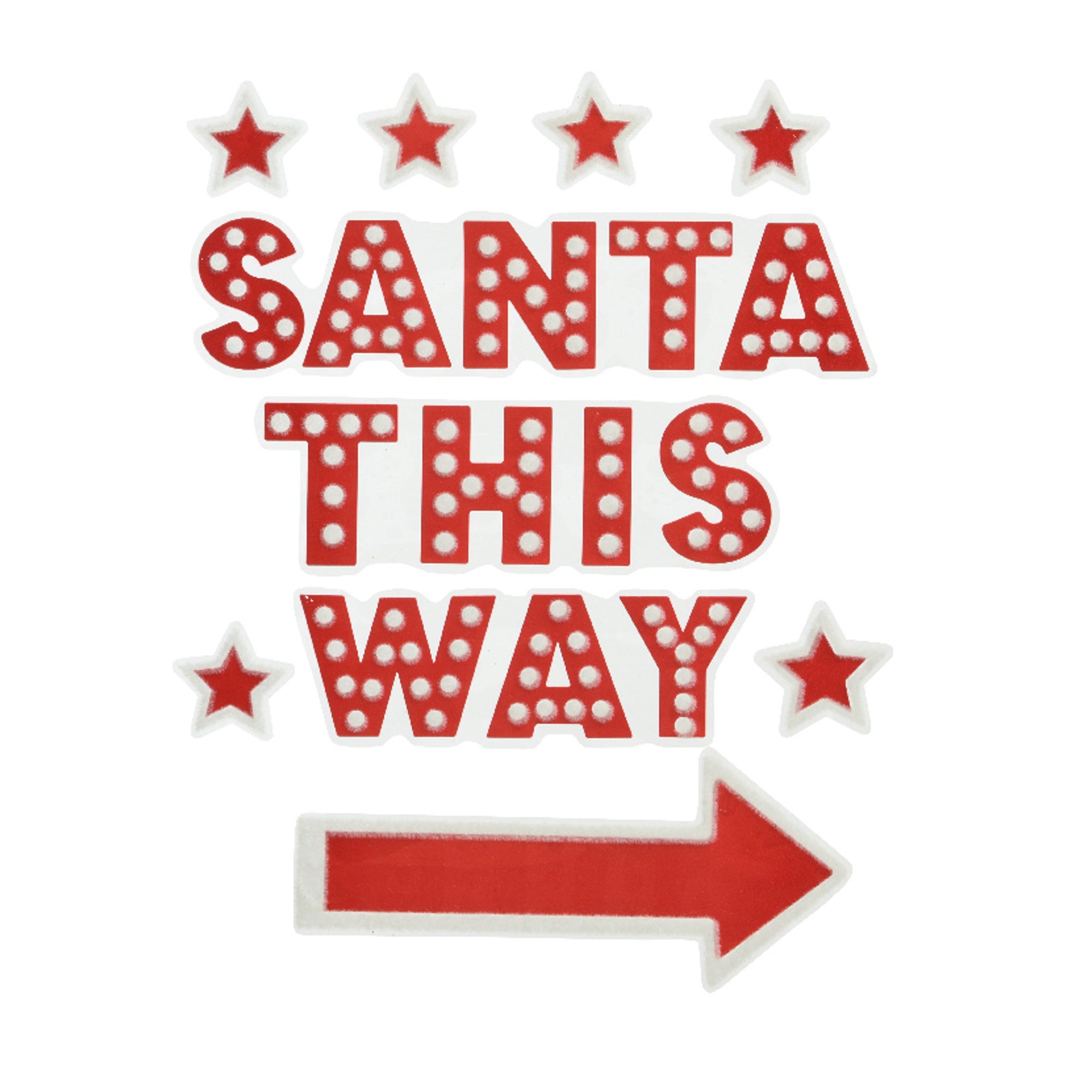 Sticker geam, pentru Craciun, text Santa, PVC, inaltime 40 cm, rosu ...