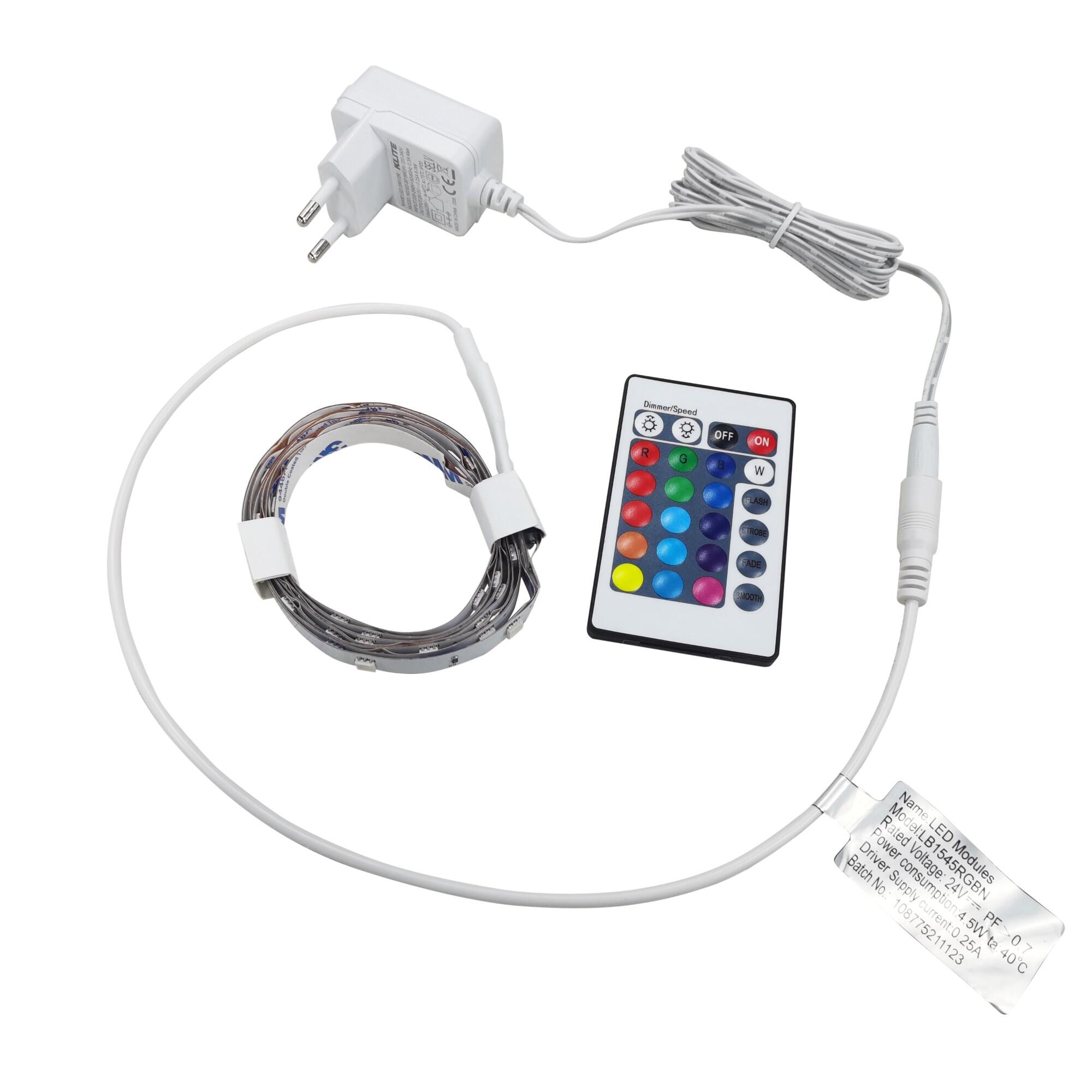 Kit banda LED, 1.5m, 4.5 W, RGB, 24 V, cu telecomanda