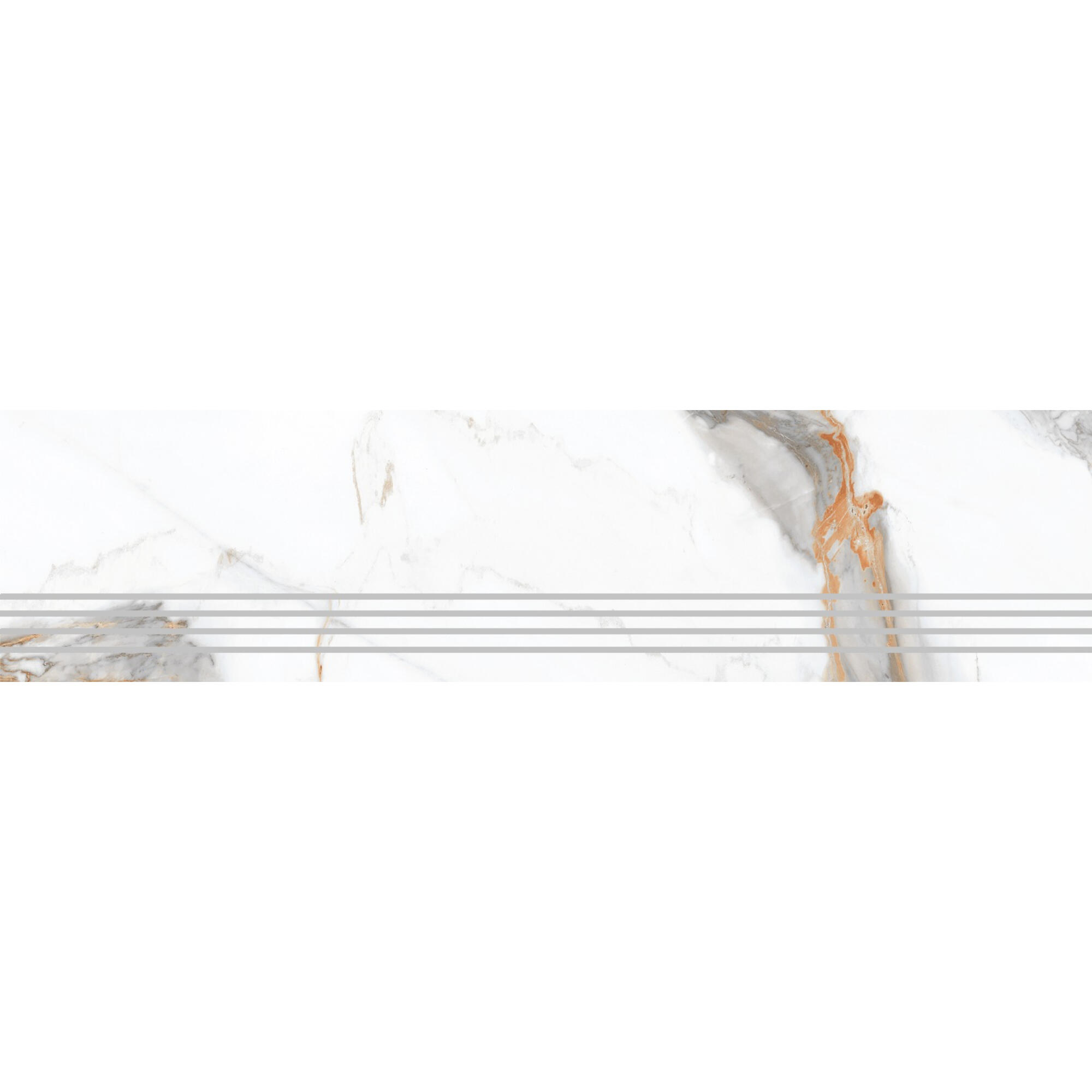 Treapta gresie 30 x 120 cm, Deston Gold, aspect marmura, alb, lucios, rectificata