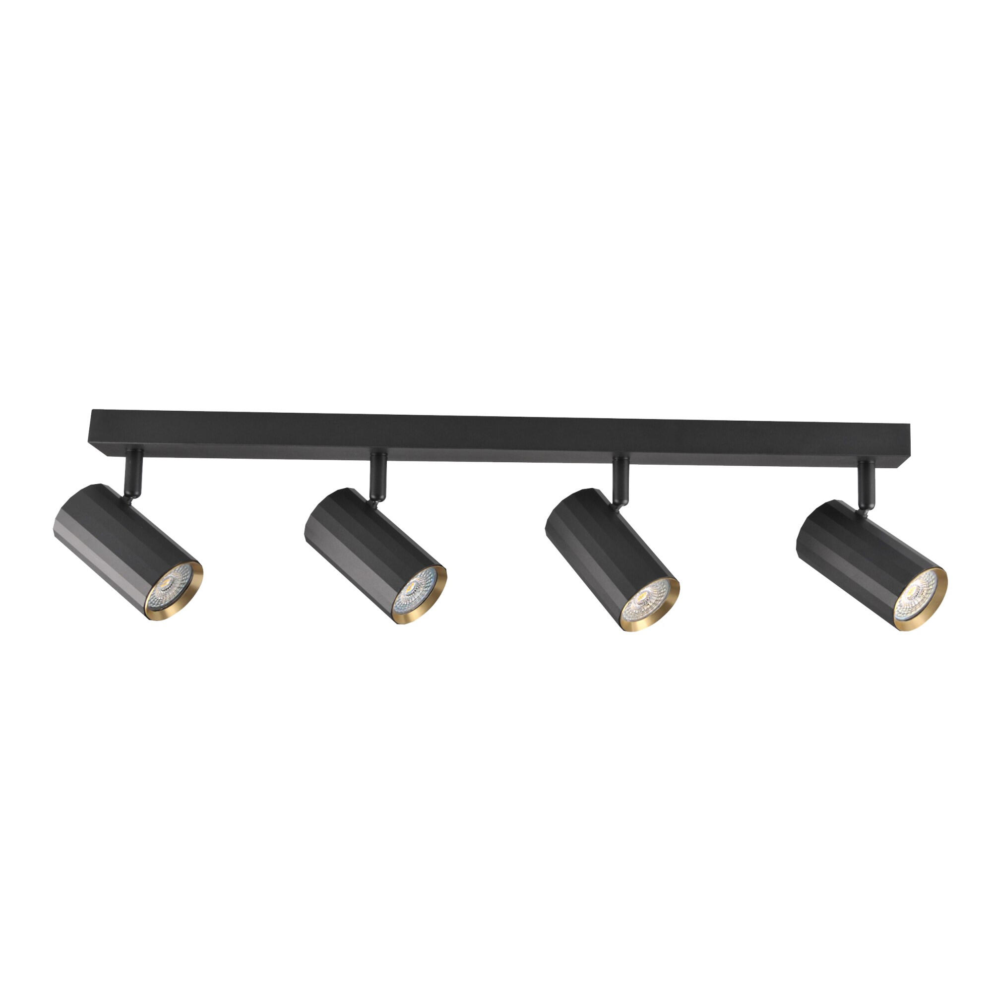 Spot pe bara Nicea, 4 x GU10, 10 W, negru/auriu